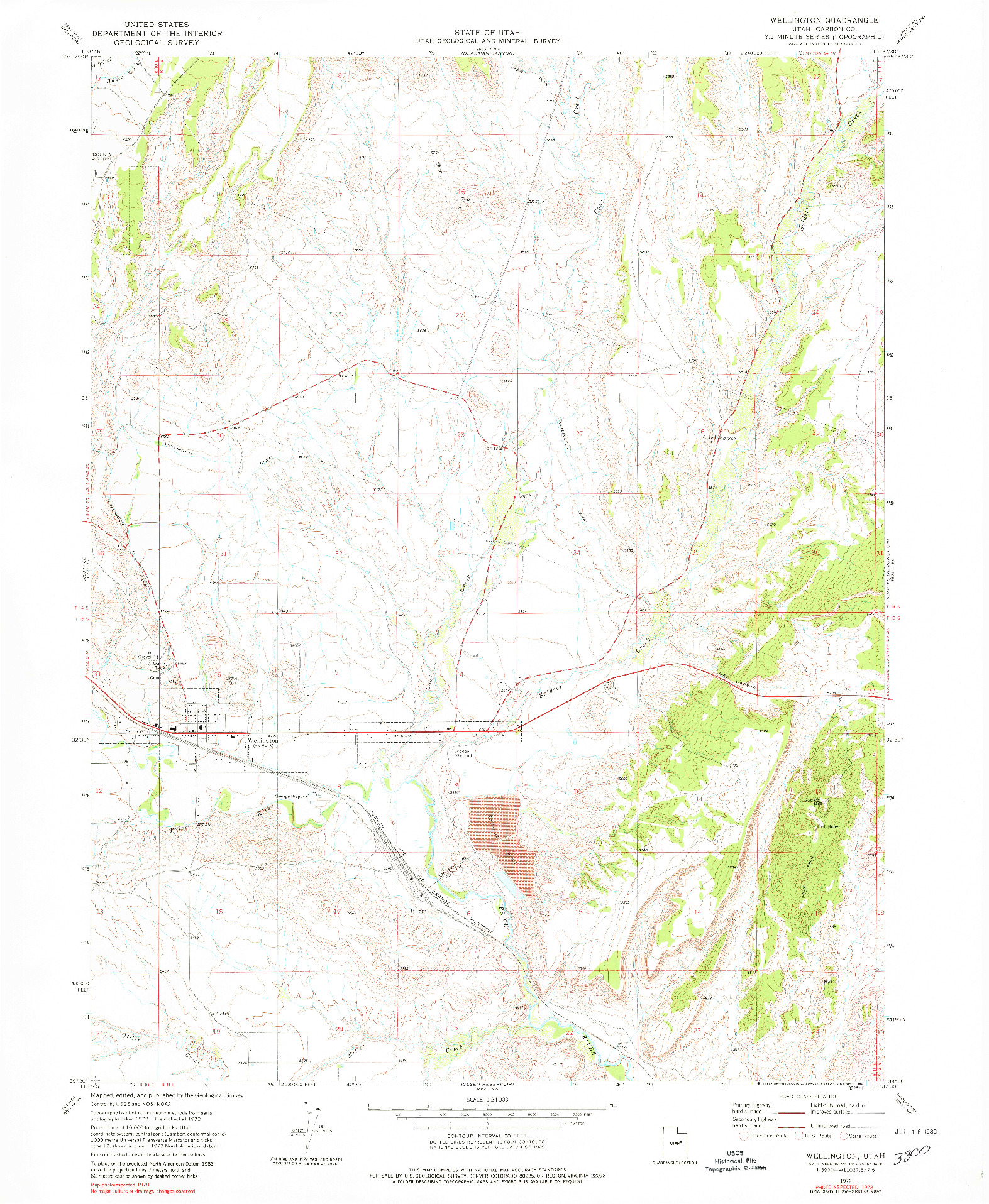 USGS 1:24000-SCALE QUADRANGLE FOR WELLINGTON, UT 1972