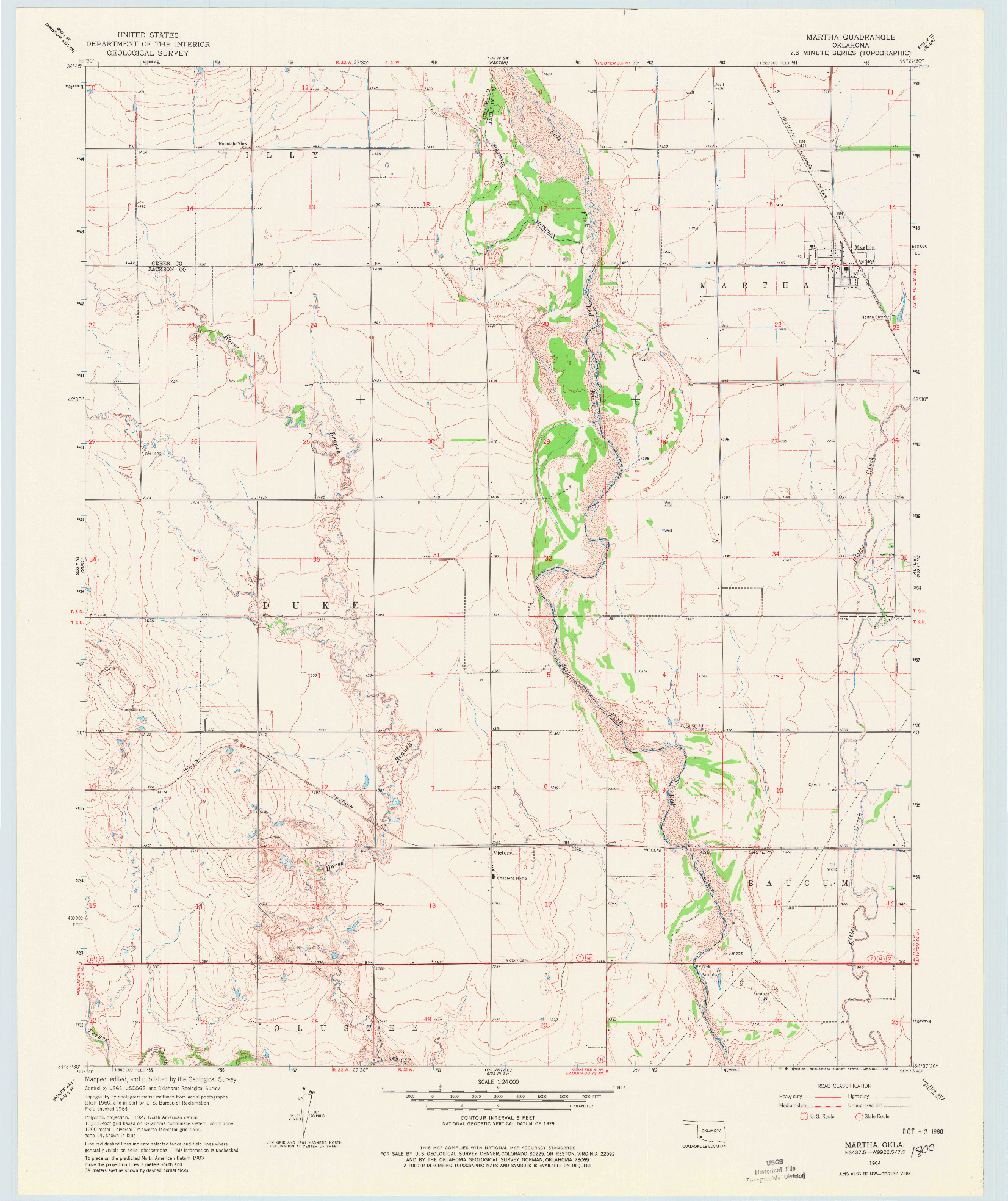 USGS 1:24000-SCALE QUADRANGLE FOR MARTHA, OK 1964