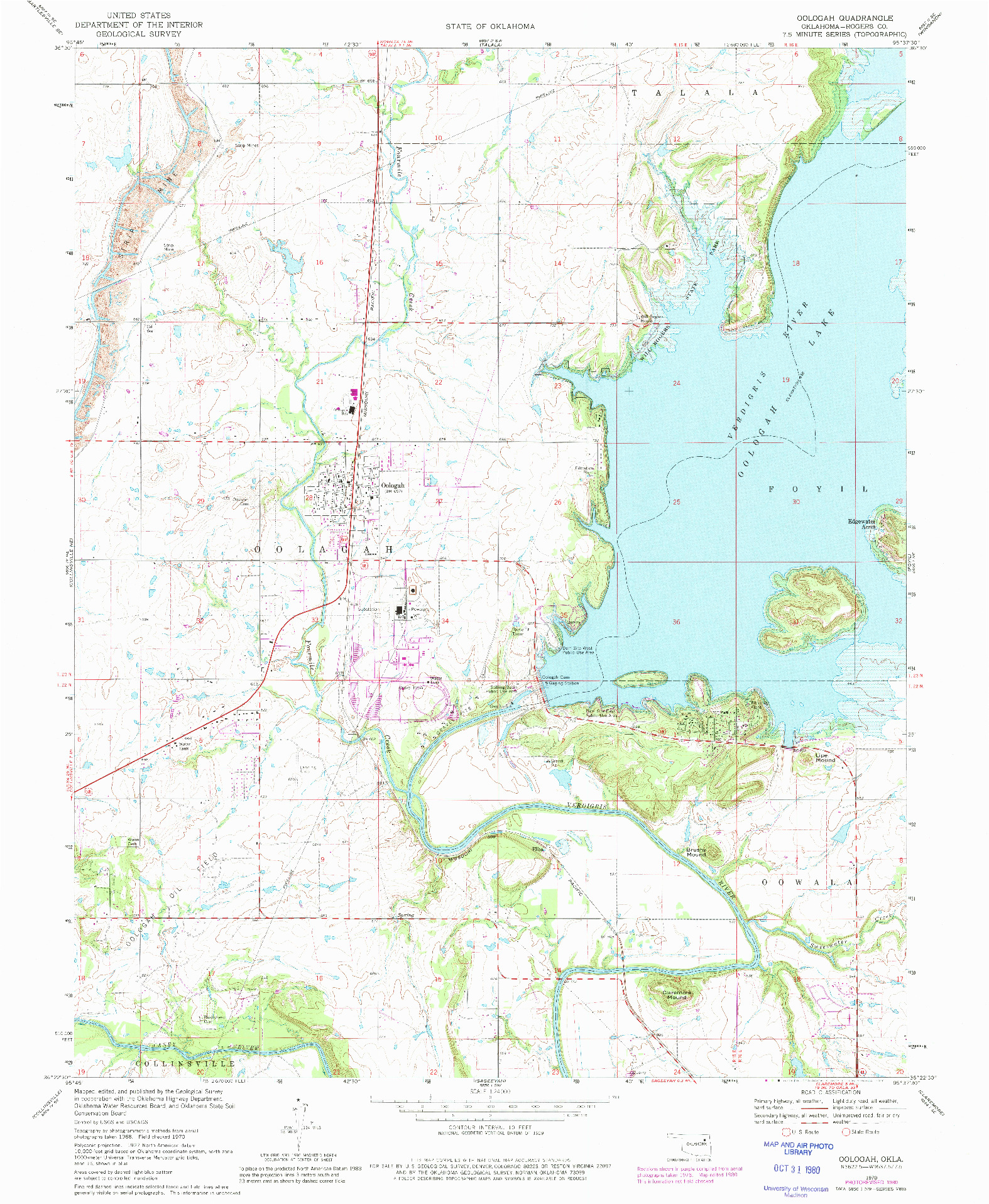 USGS 1:24000-SCALE QUADRANGLE FOR OOLOGAH, OK 1970