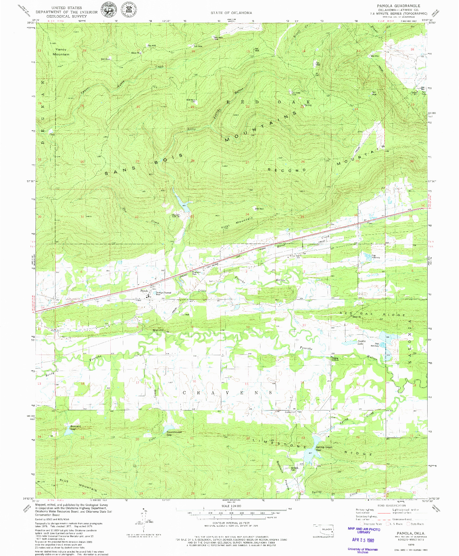 USGS 1:24000-SCALE QUADRANGLE FOR PANOLA, OK 1979