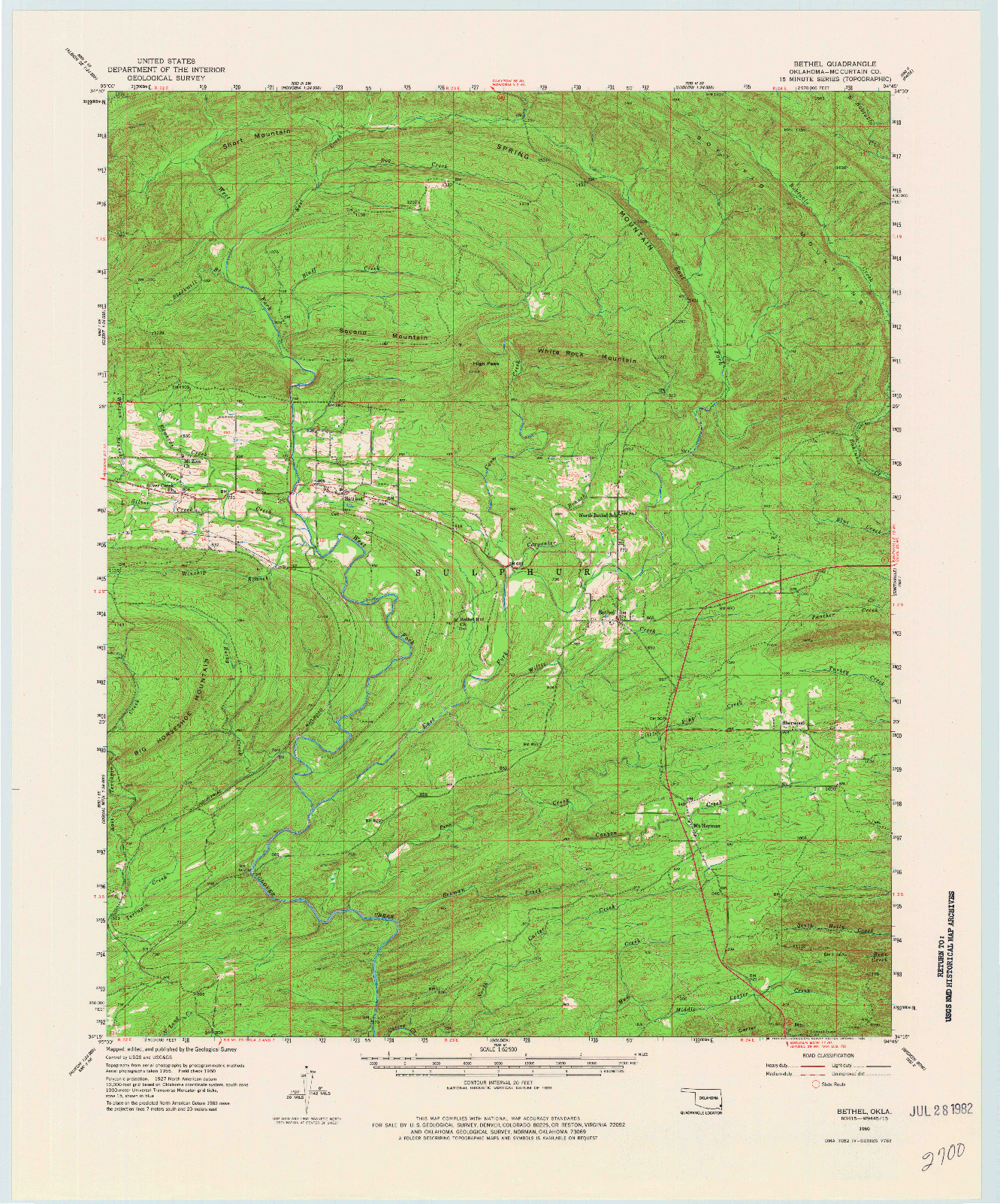 USGS 1:62500-SCALE QUADRANGLE FOR BETHEL, OK 1960