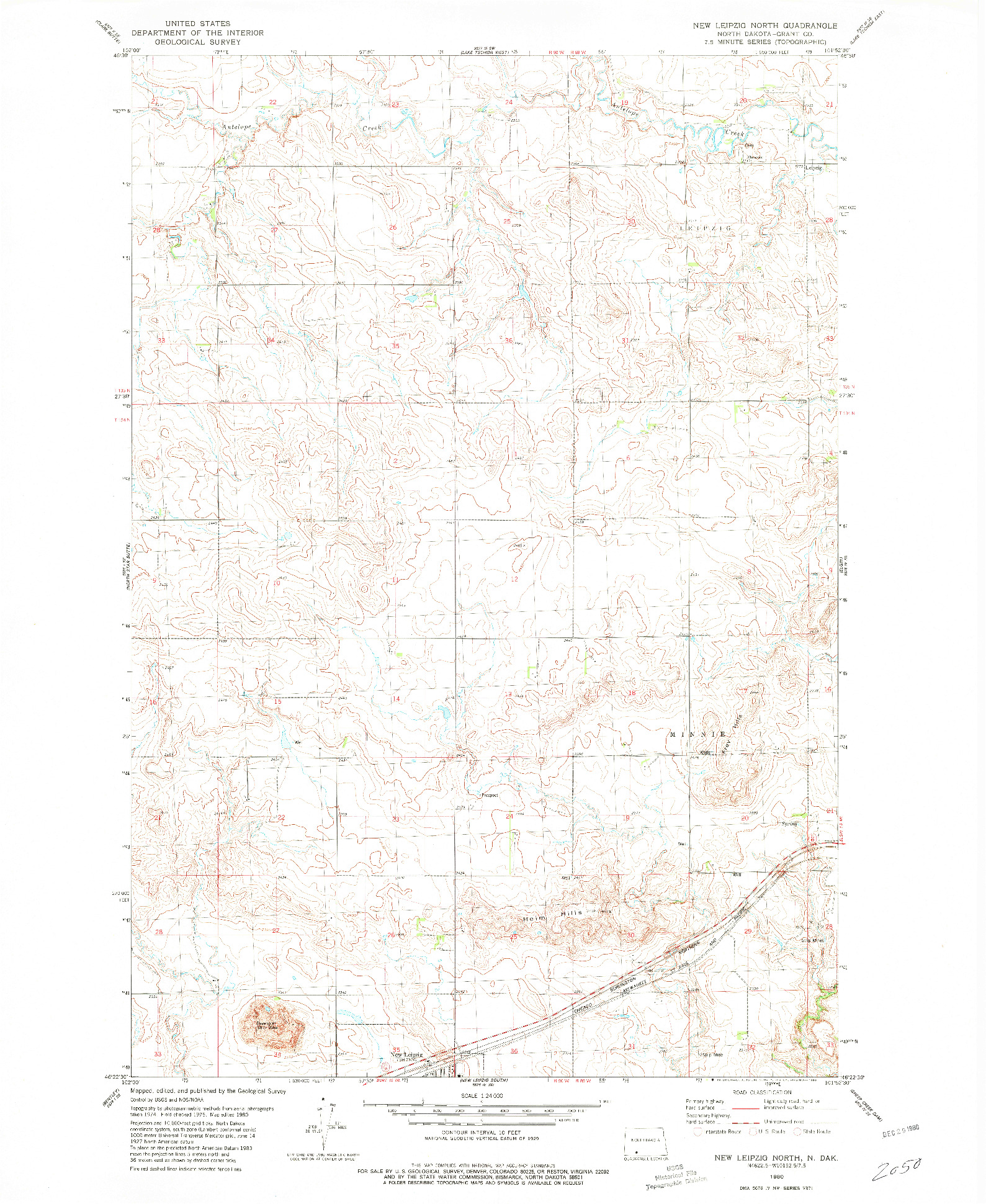 USGS 1:24000-SCALE QUADRANGLE FOR NEW LEIPZIG NORTH, ND 1980