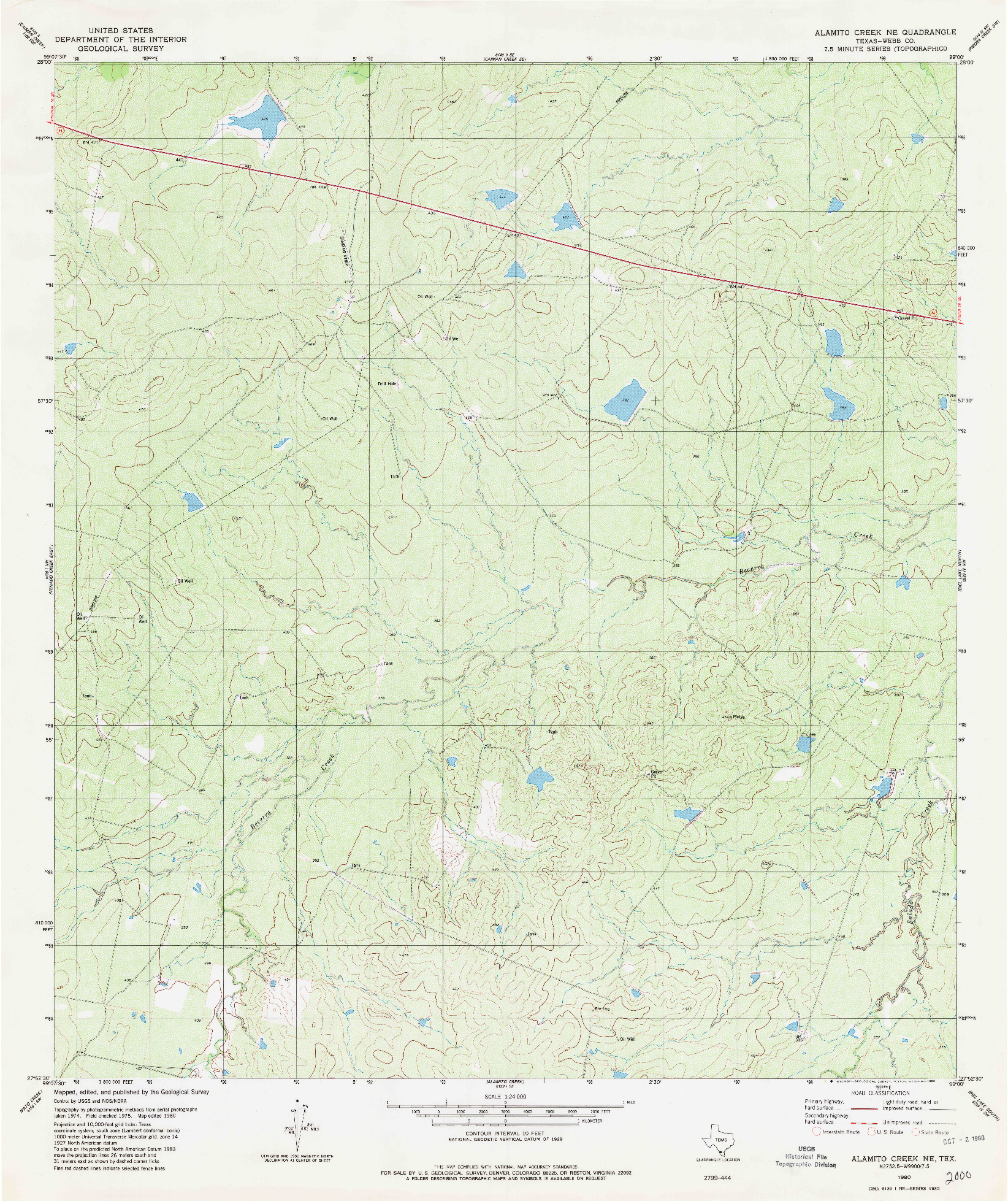 USGS 1:24000-SCALE QUADRANGLE FOR ALAMITO CREEK NE, TX 1980