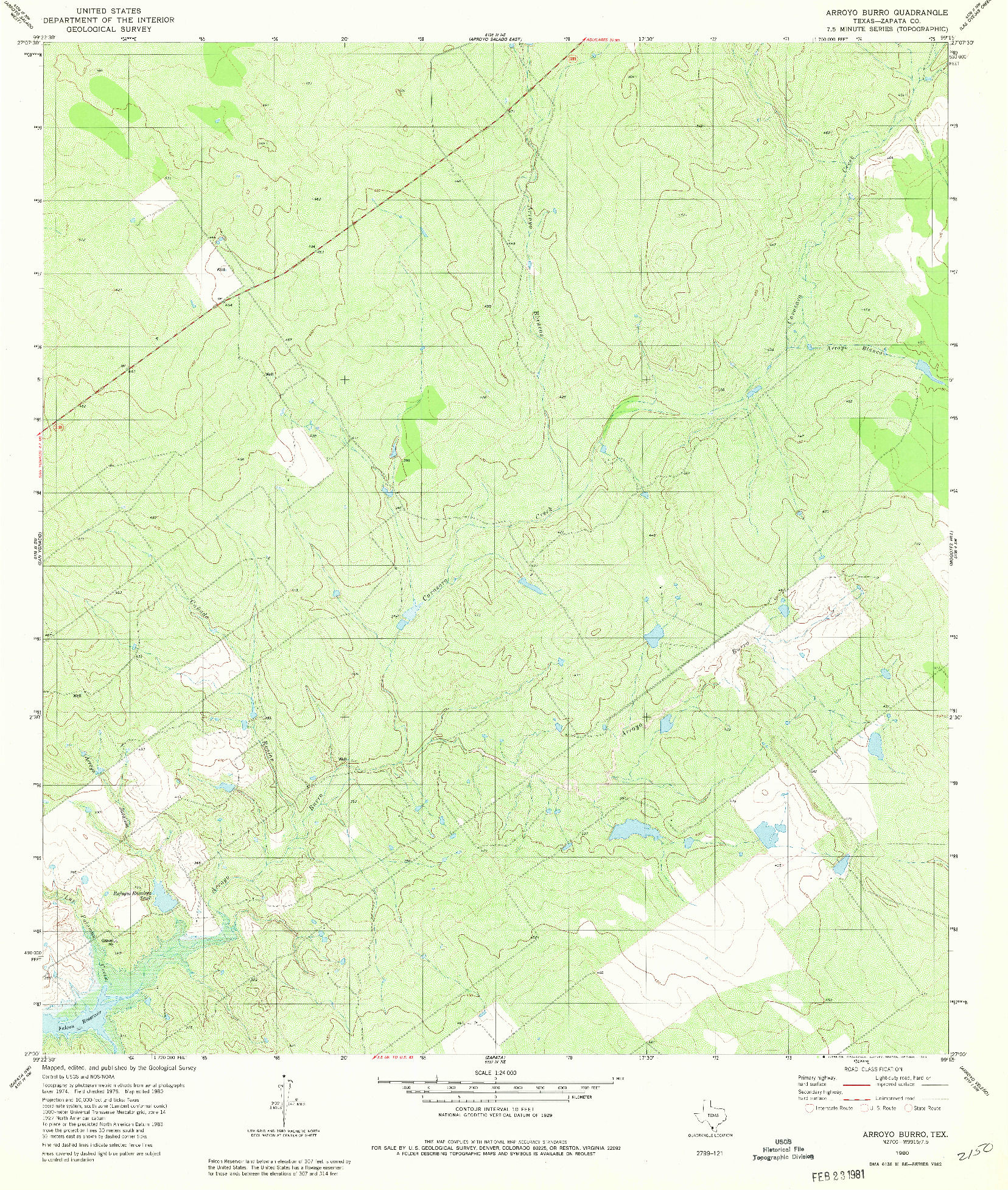 USGS 1:24000-SCALE QUADRANGLE FOR ARROYO BURRO, TX 1980