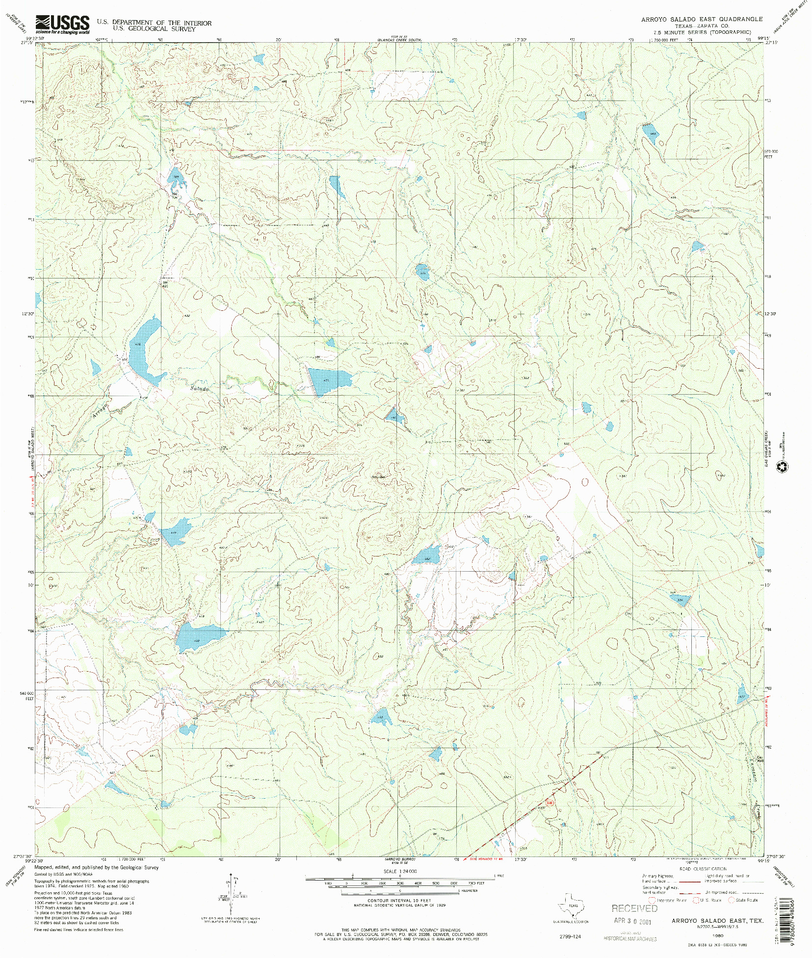 USGS 1:24000-SCALE QUADRANGLE FOR ARROYO SALADO EAST, TX 1980