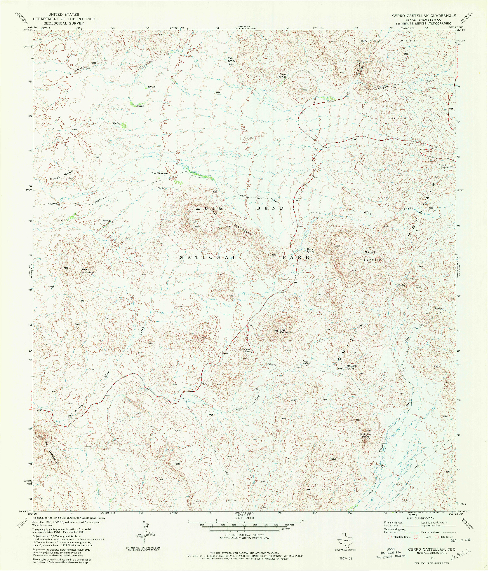USGS 1:24000-SCALE QUADRANGLE FOR CERRO CASTELLAN, TX 1971
