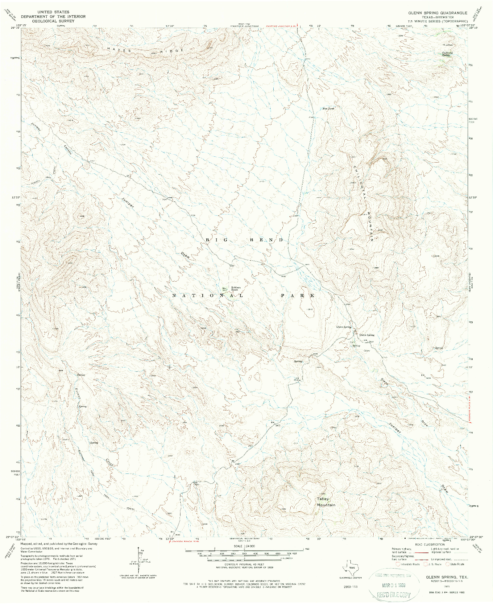 USGS 1:24000-SCALE QUADRANGLE FOR GLENN SPRING, TX 1971