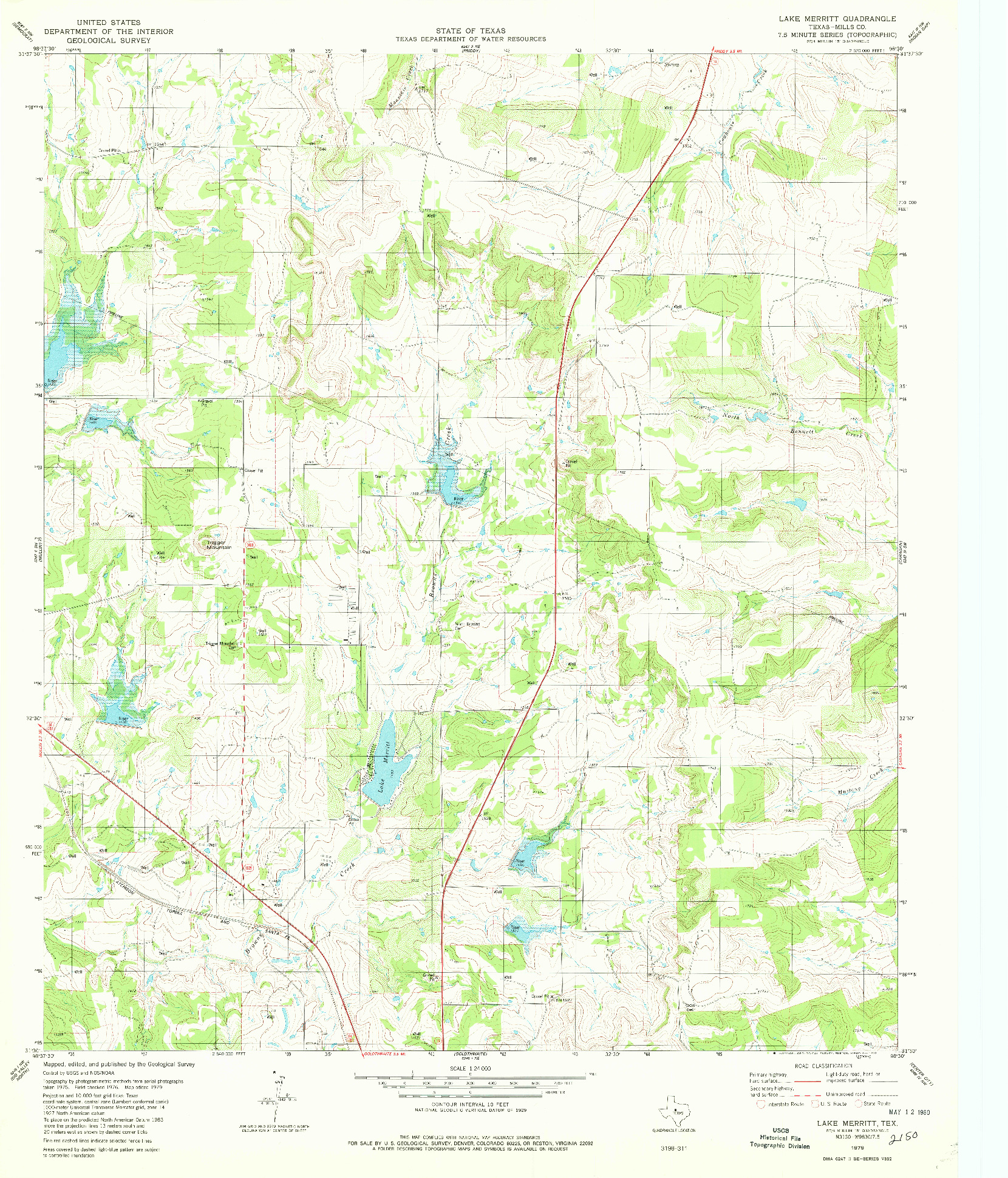 USGS 1:24000-SCALE QUADRANGLE FOR LAKE MERRITT, TX 1979