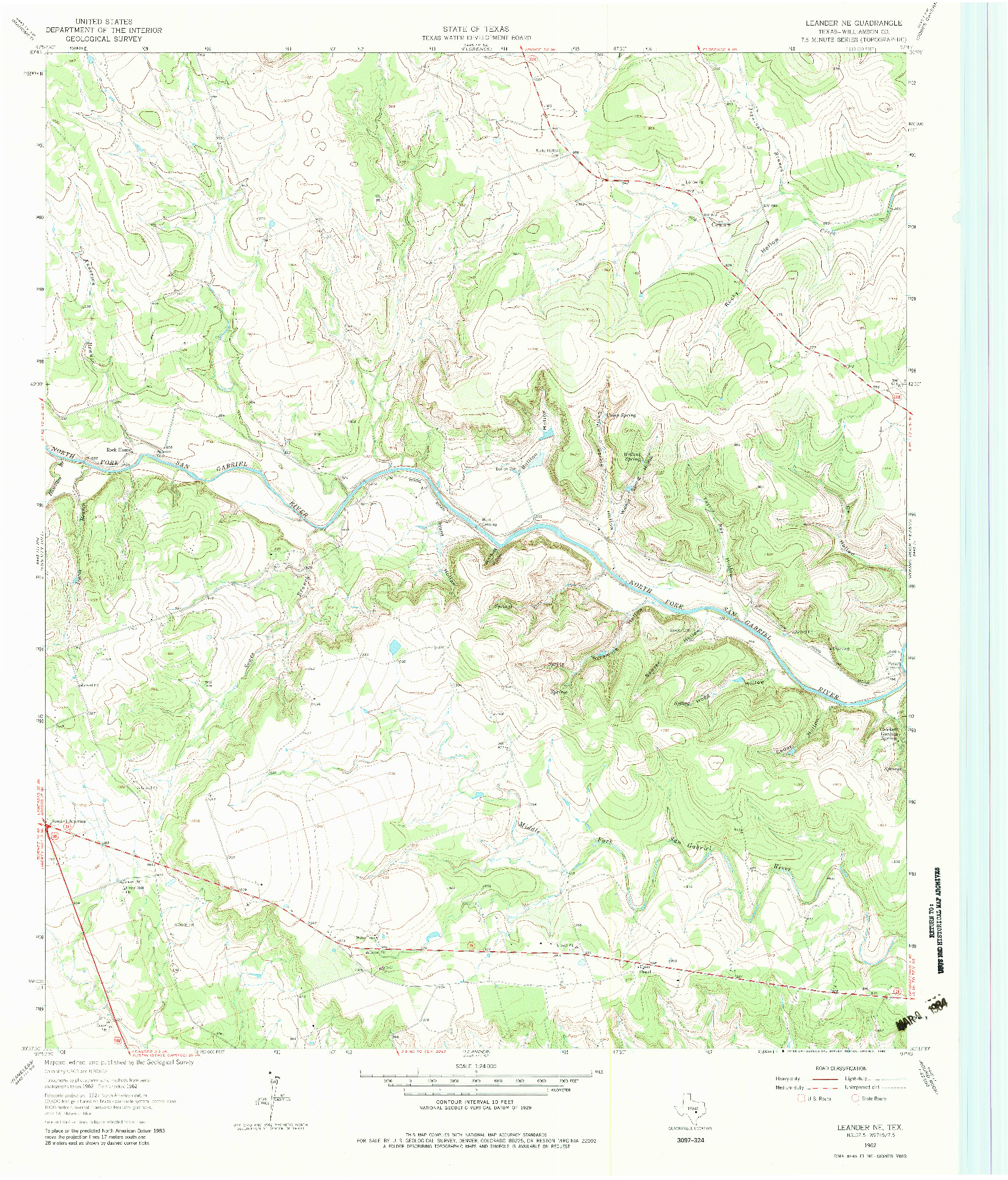 USGS 1:24000-SCALE QUADRANGLE FOR LEANDER NE, TX 1962