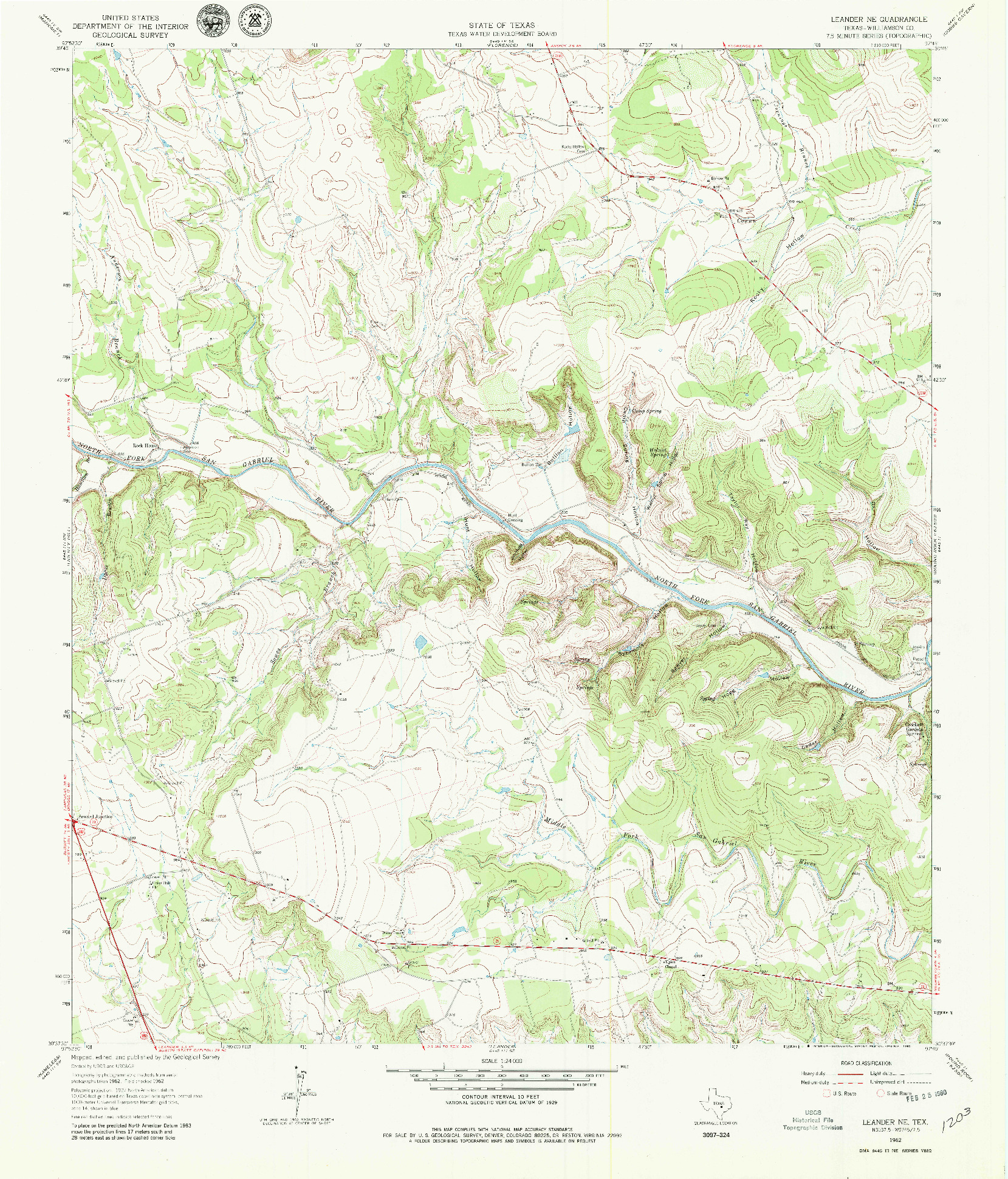 USGS 1:24000-SCALE QUADRANGLE FOR LEANDER NE, TX 1962