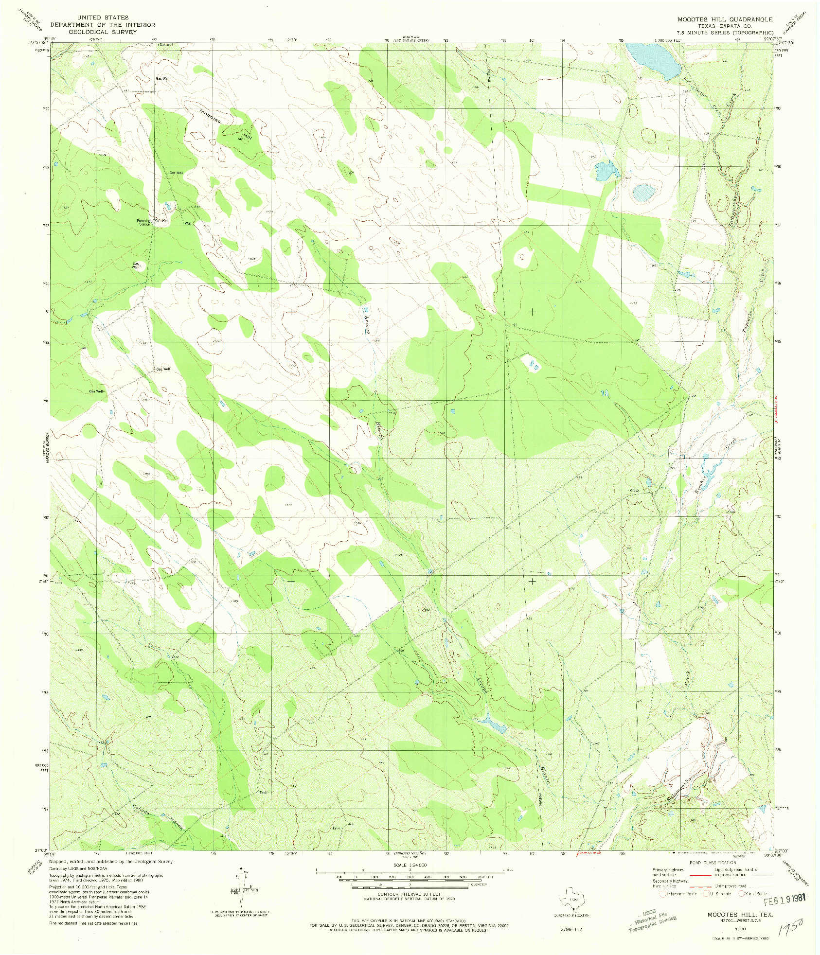 USGS 1:24000-SCALE QUADRANGLE FOR MOGOTES HILL, TX 1980