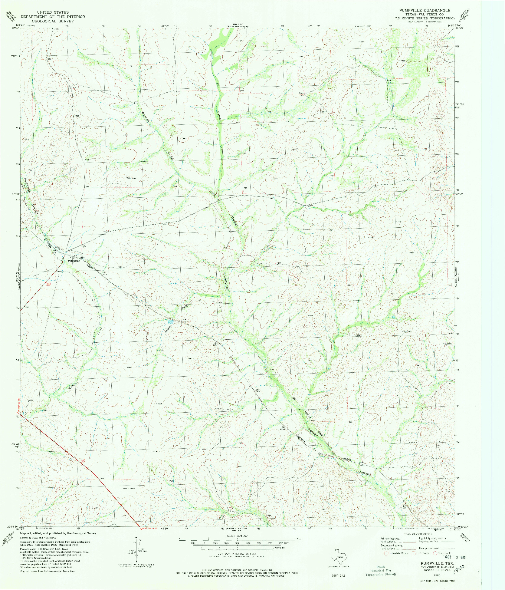 USGS 1:24000-SCALE QUADRANGLE FOR PUMPVILLE, TX 1980