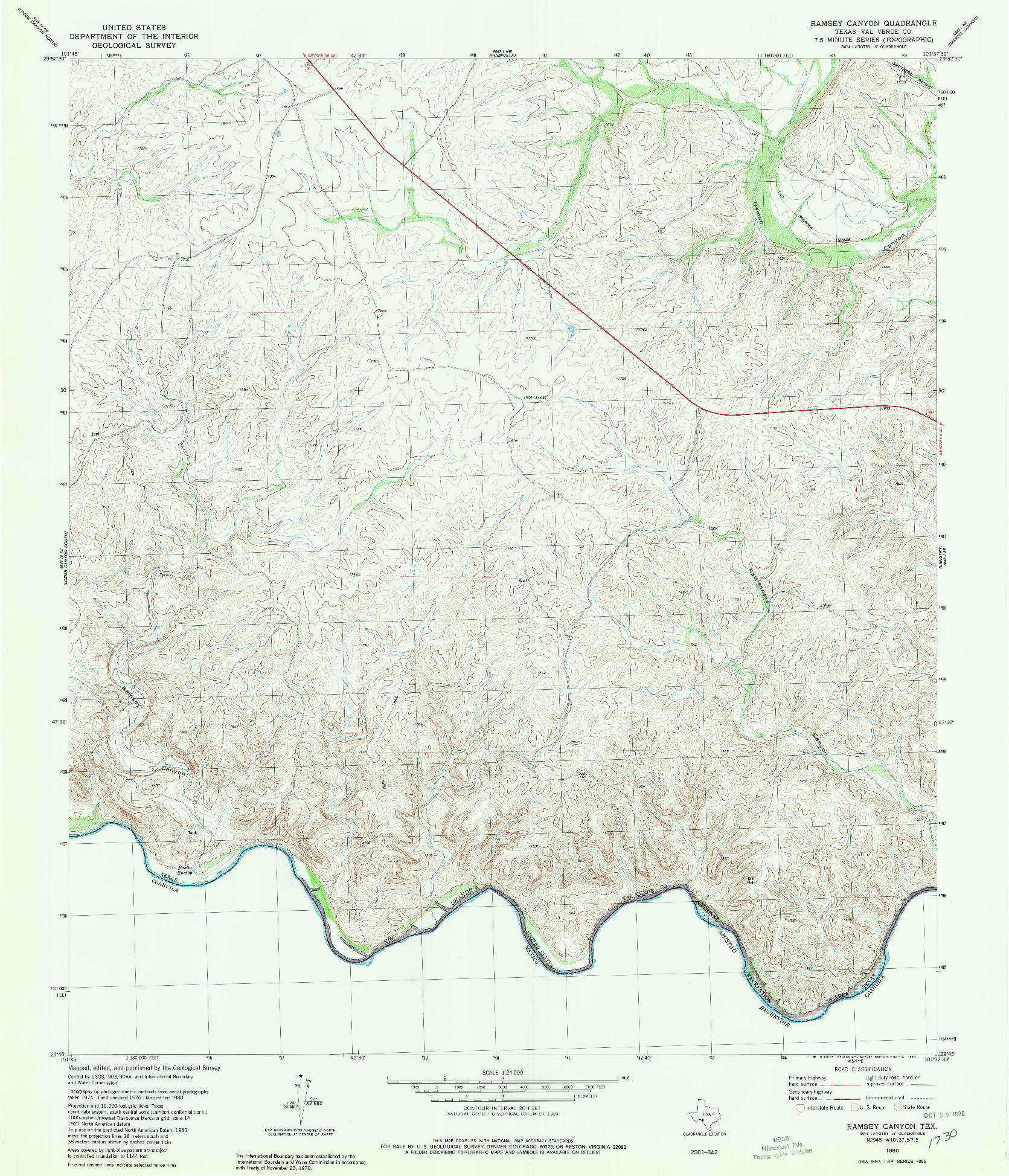 USGS 1:24000-SCALE QUADRANGLE FOR RAMSEY CANYON, TX 1980