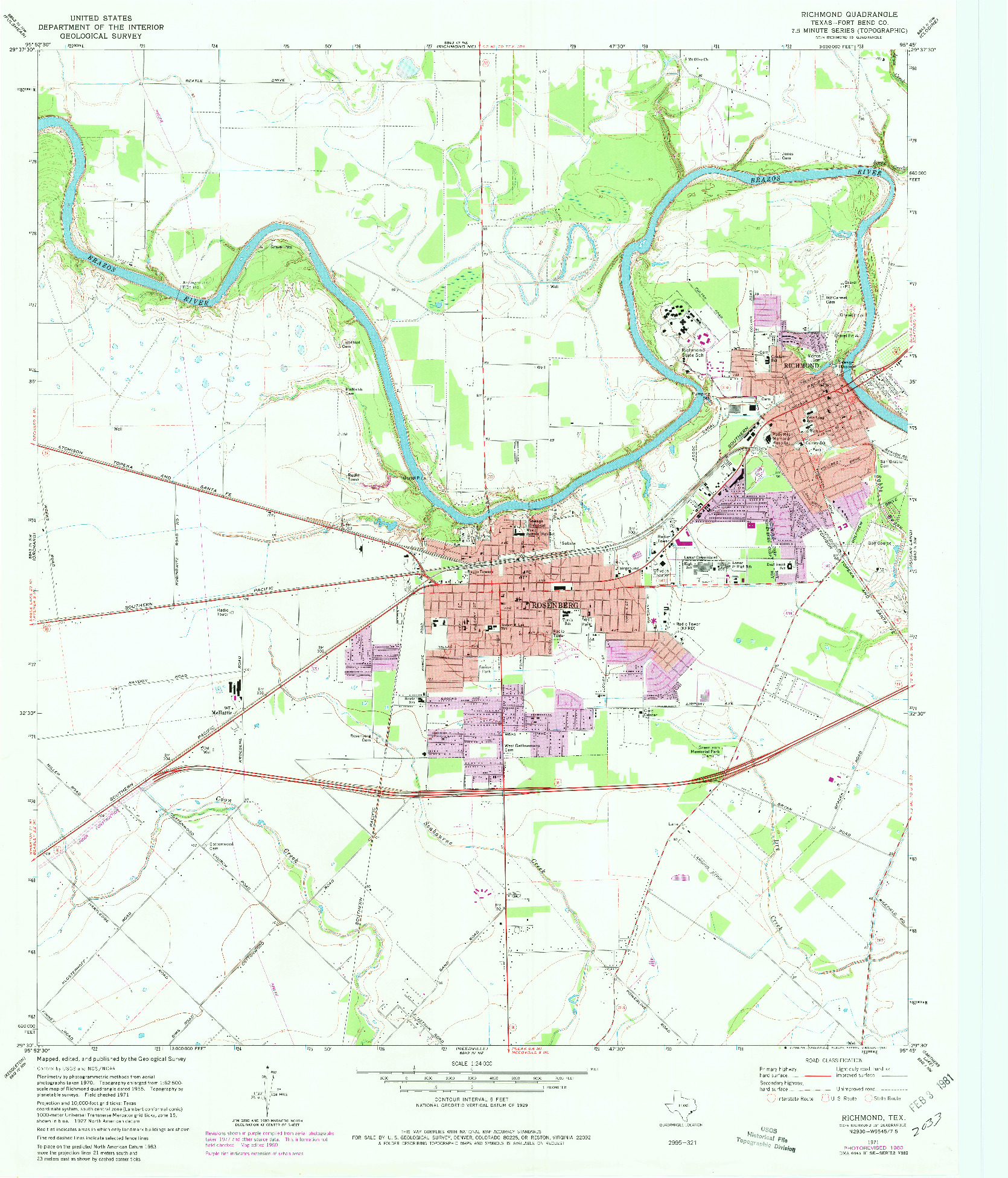 USGS 1:24000-SCALE QUADRANGLE FOR RICHMOND, TX 1971