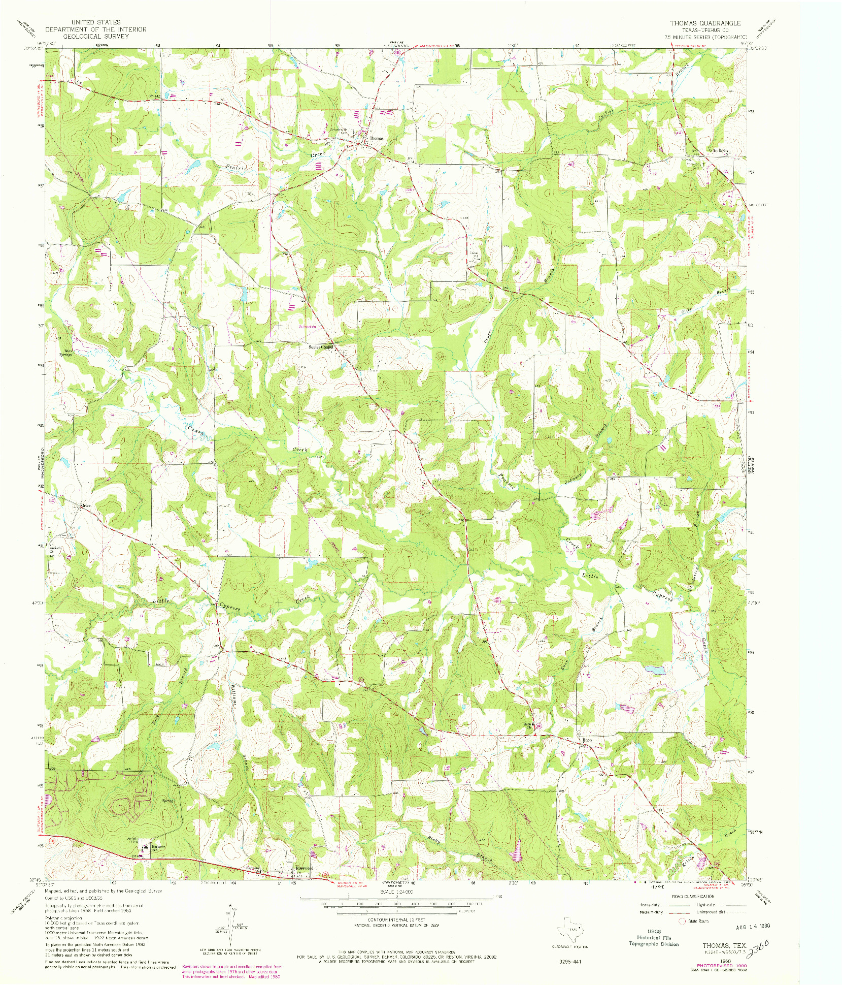 USGS 1:24000-SCALE QUADRANGLE FOR THOMAS, TX 1960