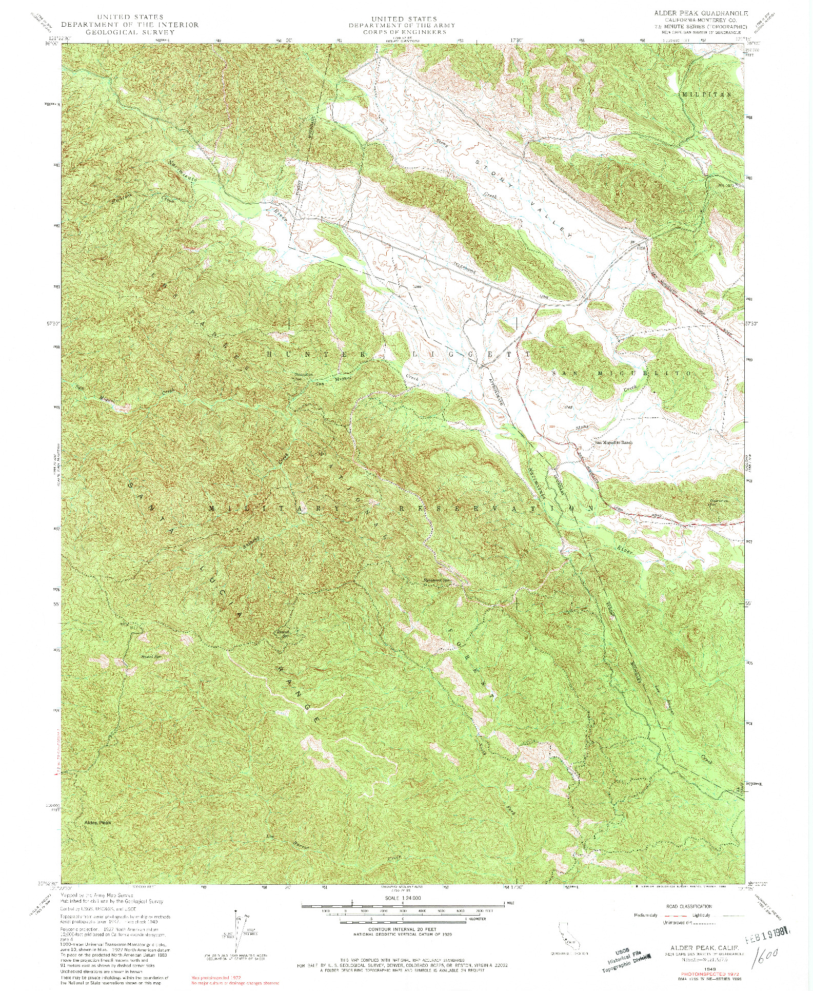 USGS 1:24000-SCALE QUADRANGLE FOR ALDER PEAK, CA 1949