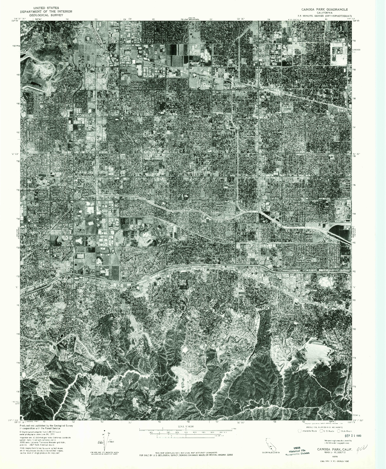 USGS 1:24000-SCALE QUADRANGLE FOR CANOGA PARK, CA 1976