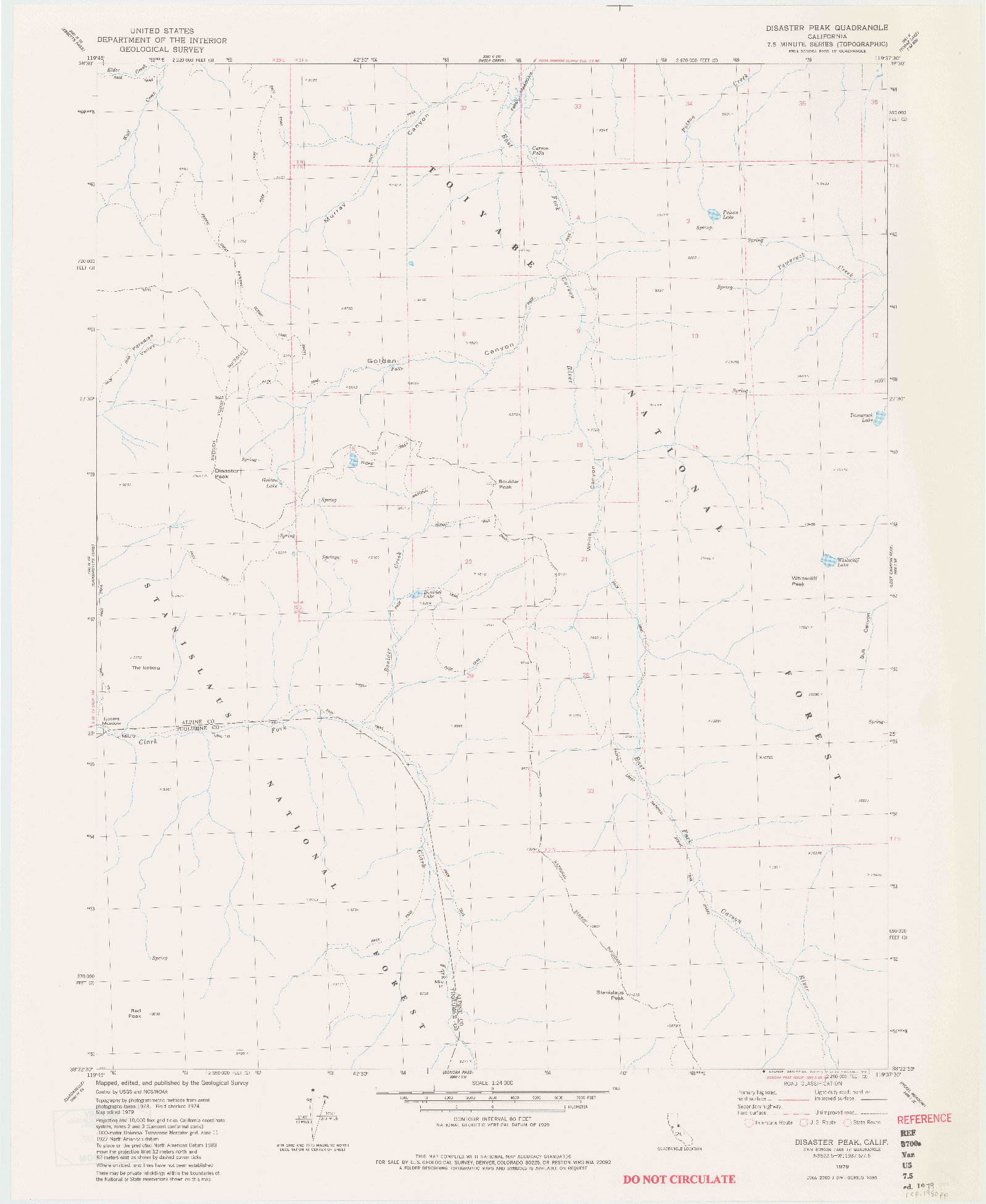 USGS 1:24000-SCALE QUADRANGLE FOR DISASTER PEAK, CA 1979
