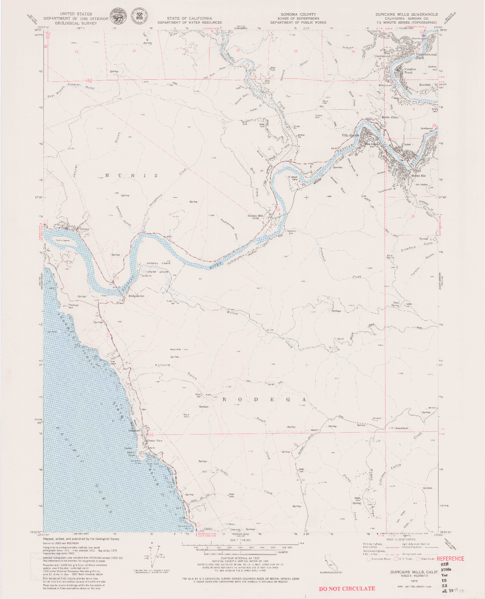 USGS 1:24000-SCALE QUADRANGLE FOR DUNCANS MILLS, CA 1952