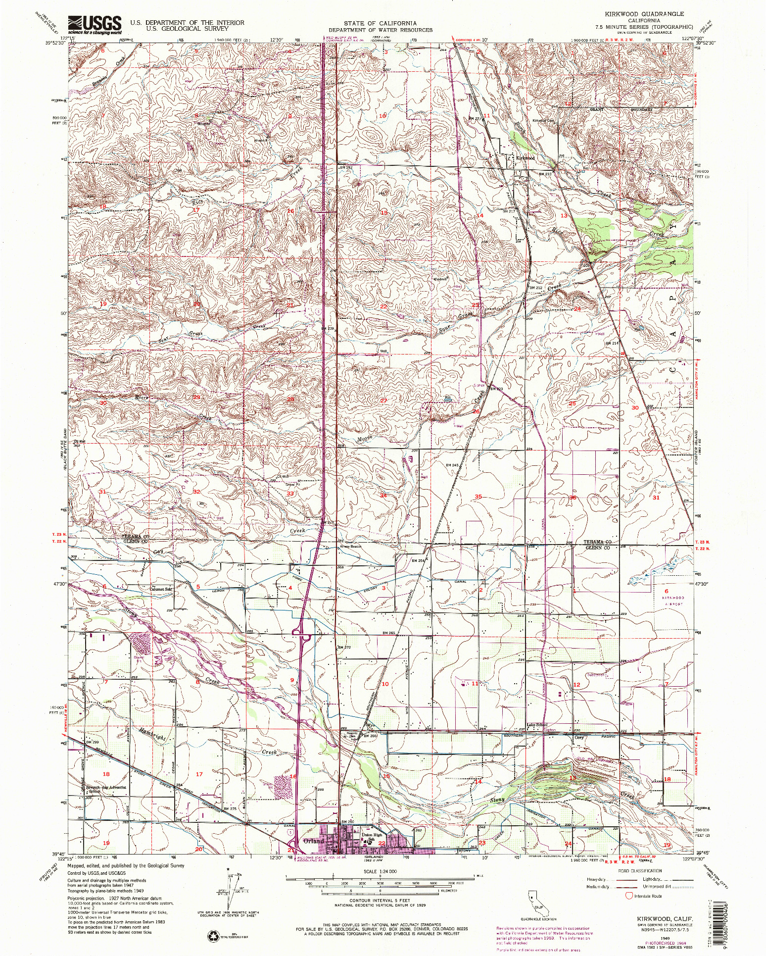 USGS 1:24000-SCALE QUADRANGLE FOR KIRKWOOD, CA 1949