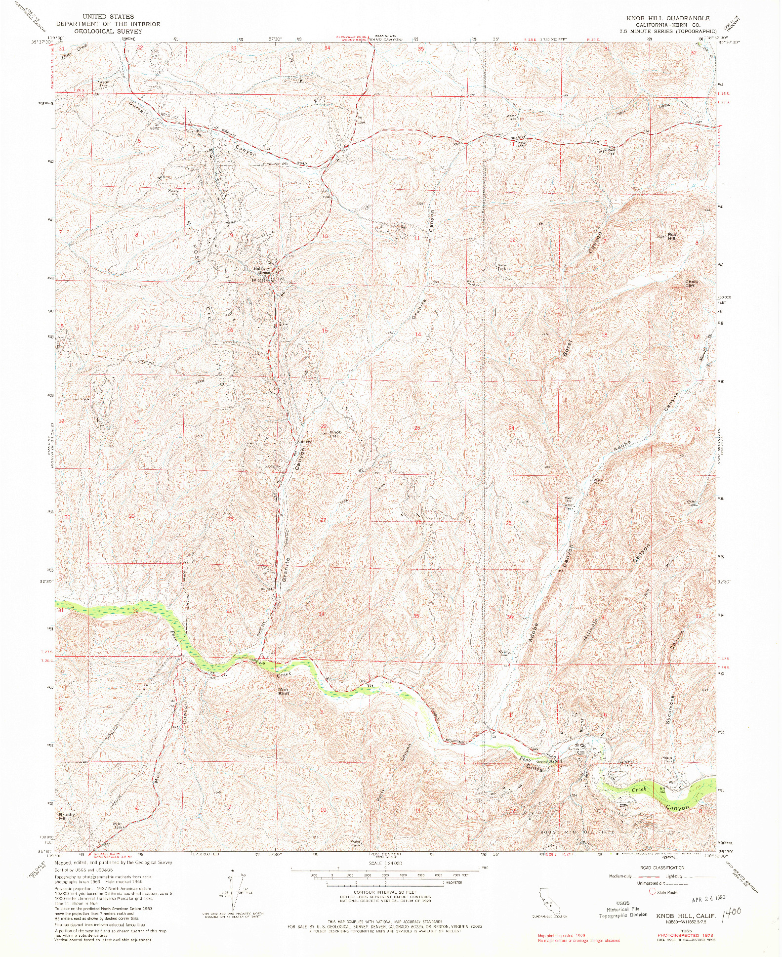 USGS 1:24000-SCALE QUADRANGLE FOR KNOB HILL, CA 1965