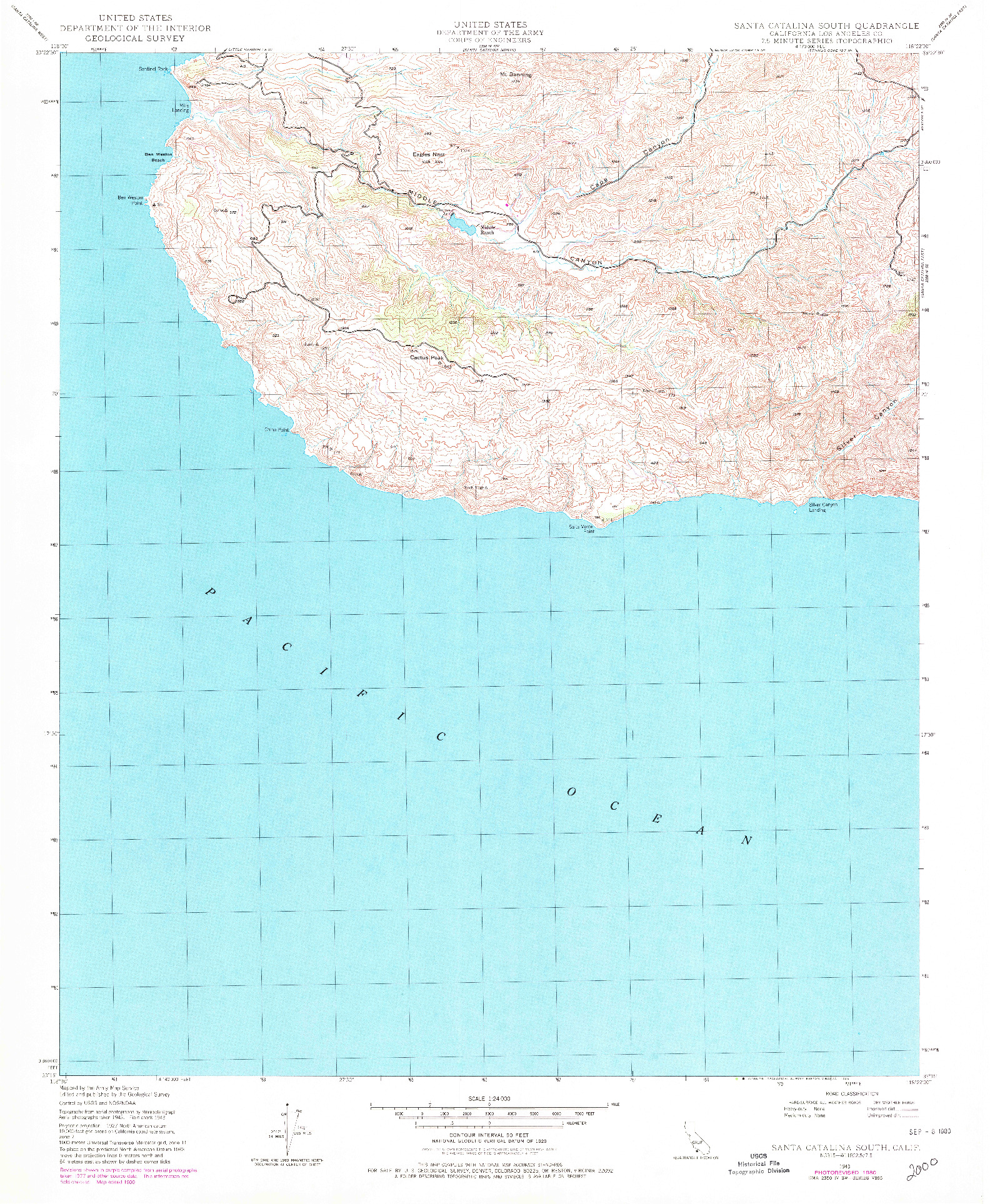 USGS 1:24000-SCALE QUADRANGLE FOR SANTA CATALINA SOUTH, CA 1943