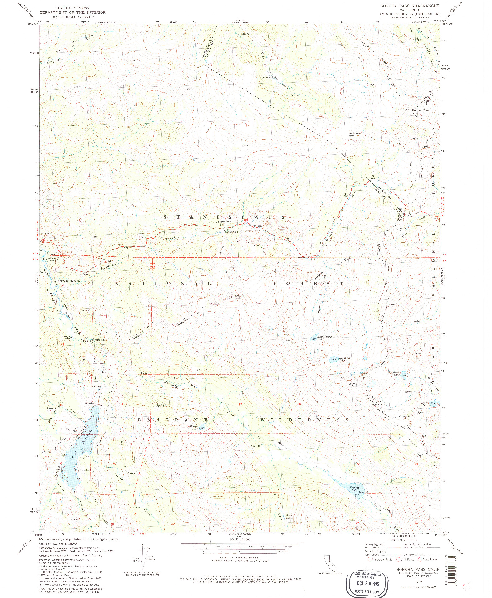 USGS 1:24000-SCALE QUADRANGLE FOR SONORA PASS, CA 1979