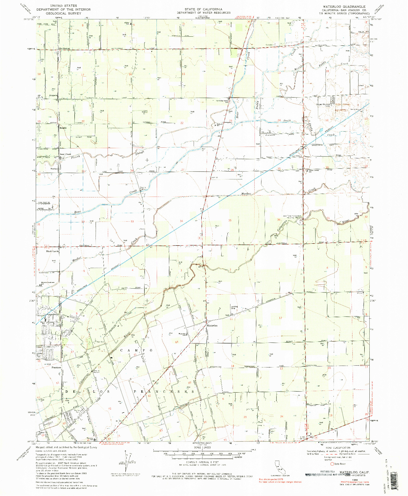 USGS 1:24000-SCALE QUADRANGLE FOR WATERLOO, CA 1968