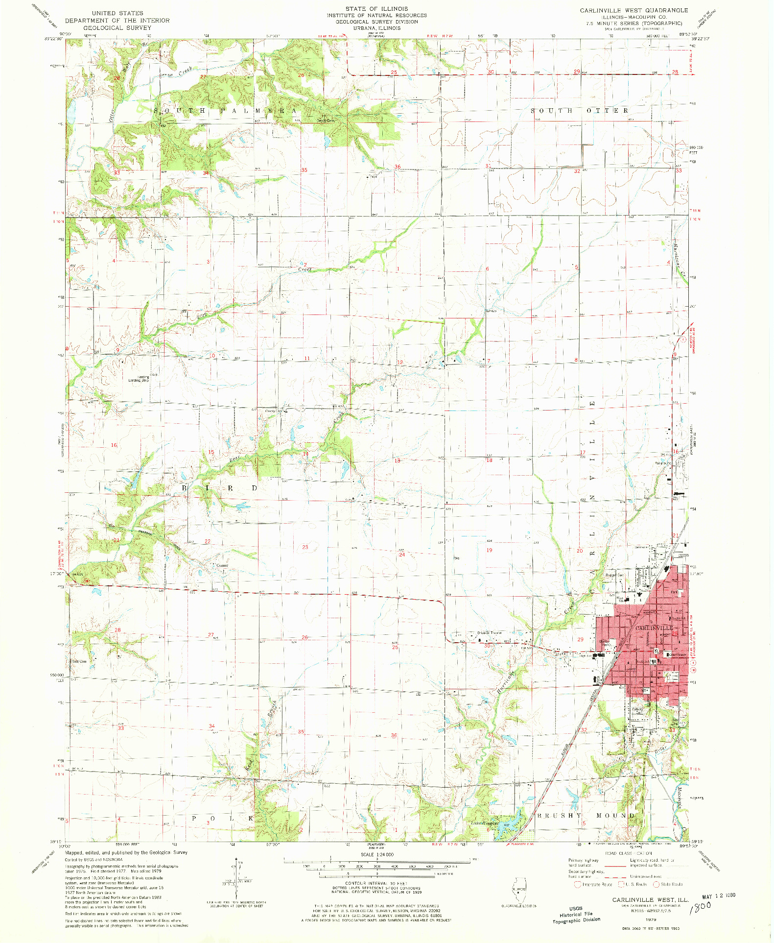 USGS 1:24000-SCALE QUADRANGLE FOR CARLINVILLE WEST, IL 1979