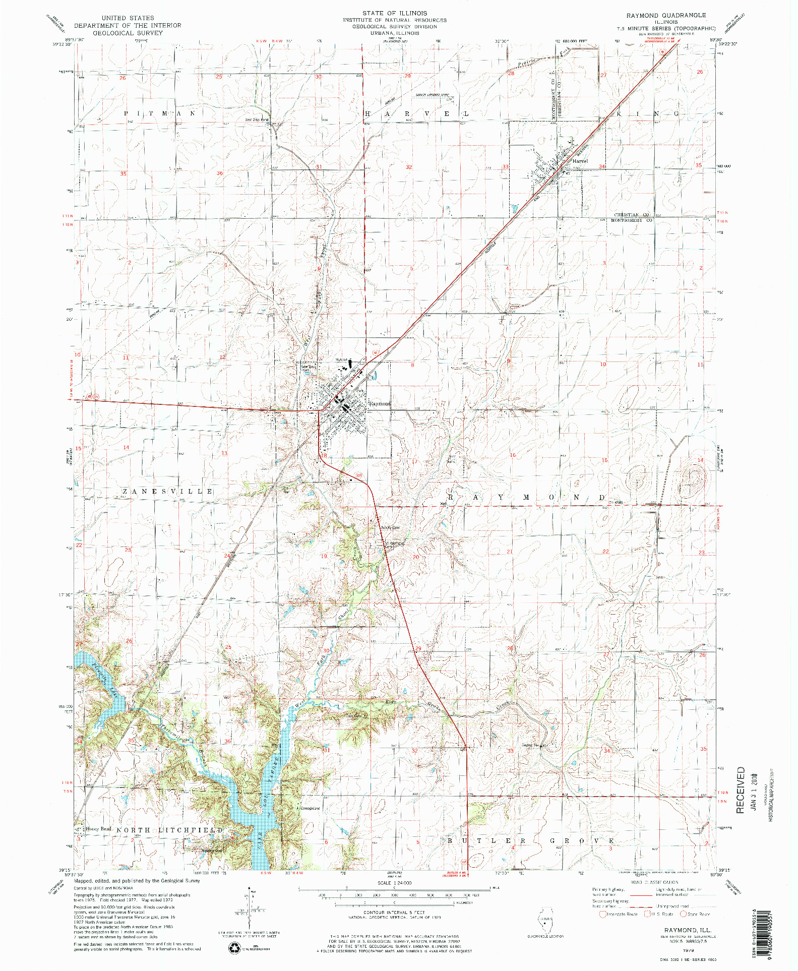 USGS 1:24000-SCALE QUADRANGLE FOR RAYMOND, IL 1979