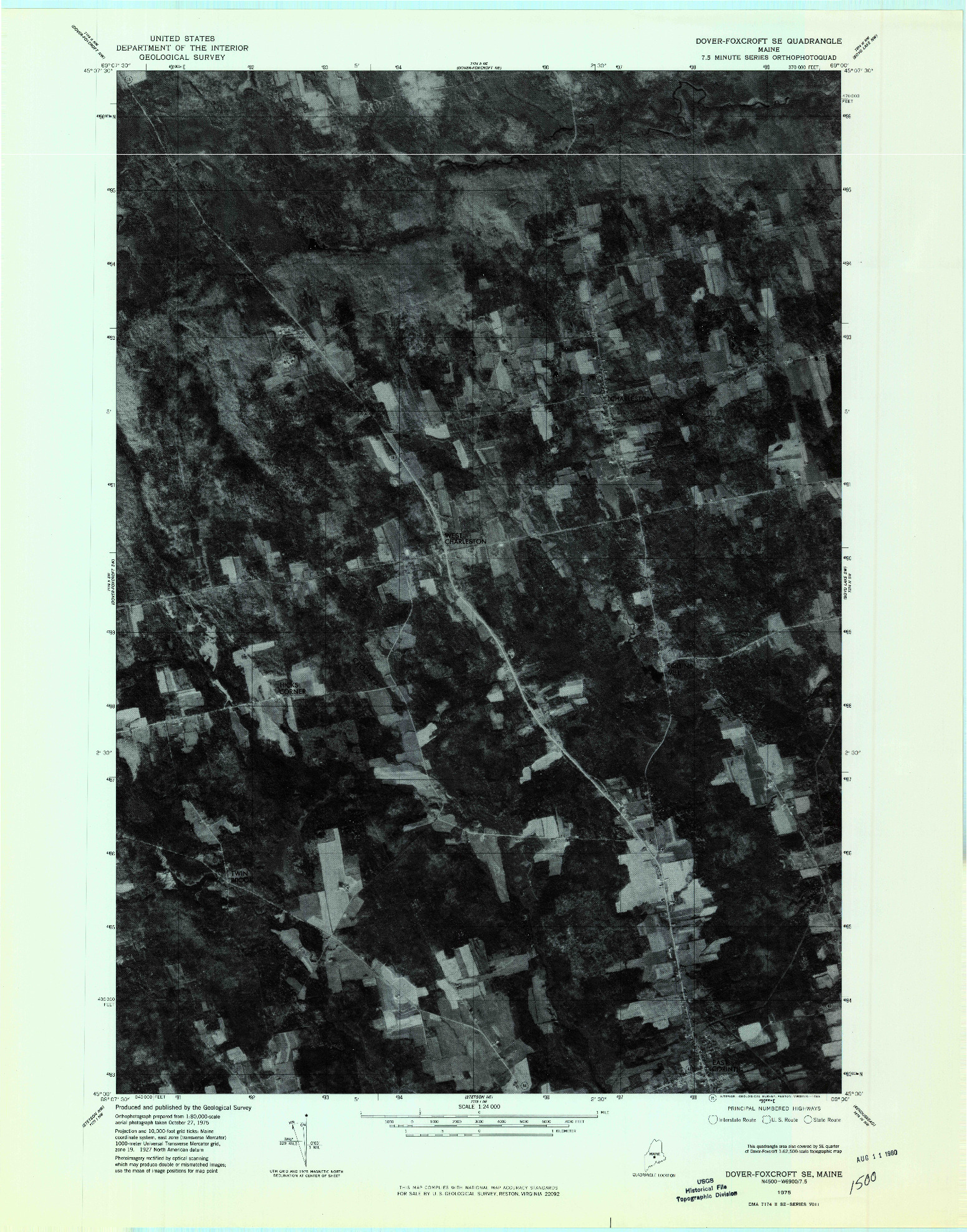 USGS 1:24000-SCALE QUADRANGLE FOR DOVER-FOXCROFT SE, ME 1975