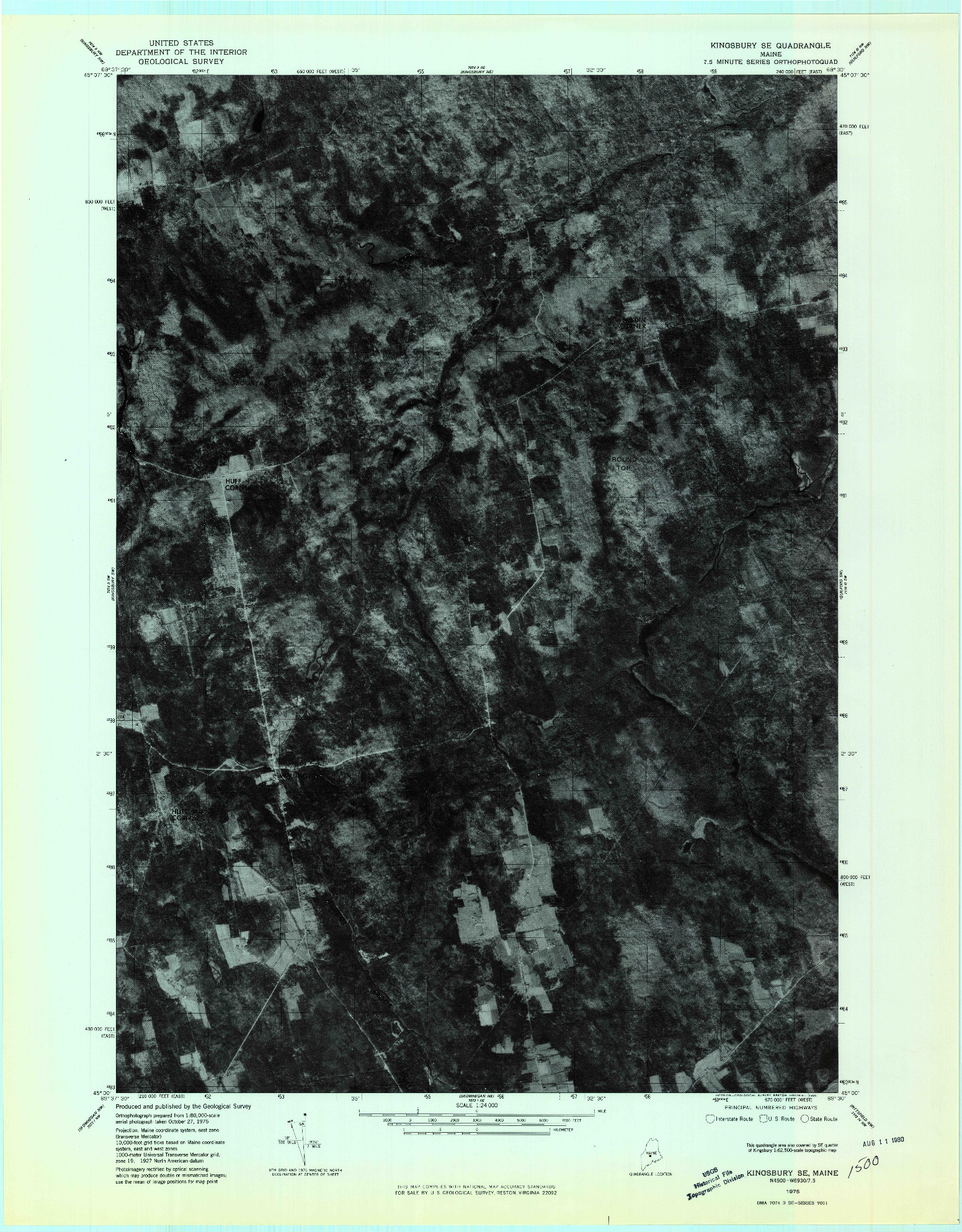 USGS 1:24000-SCALE QUADRANGLE FOR KINGSBURY SE, ME 1975