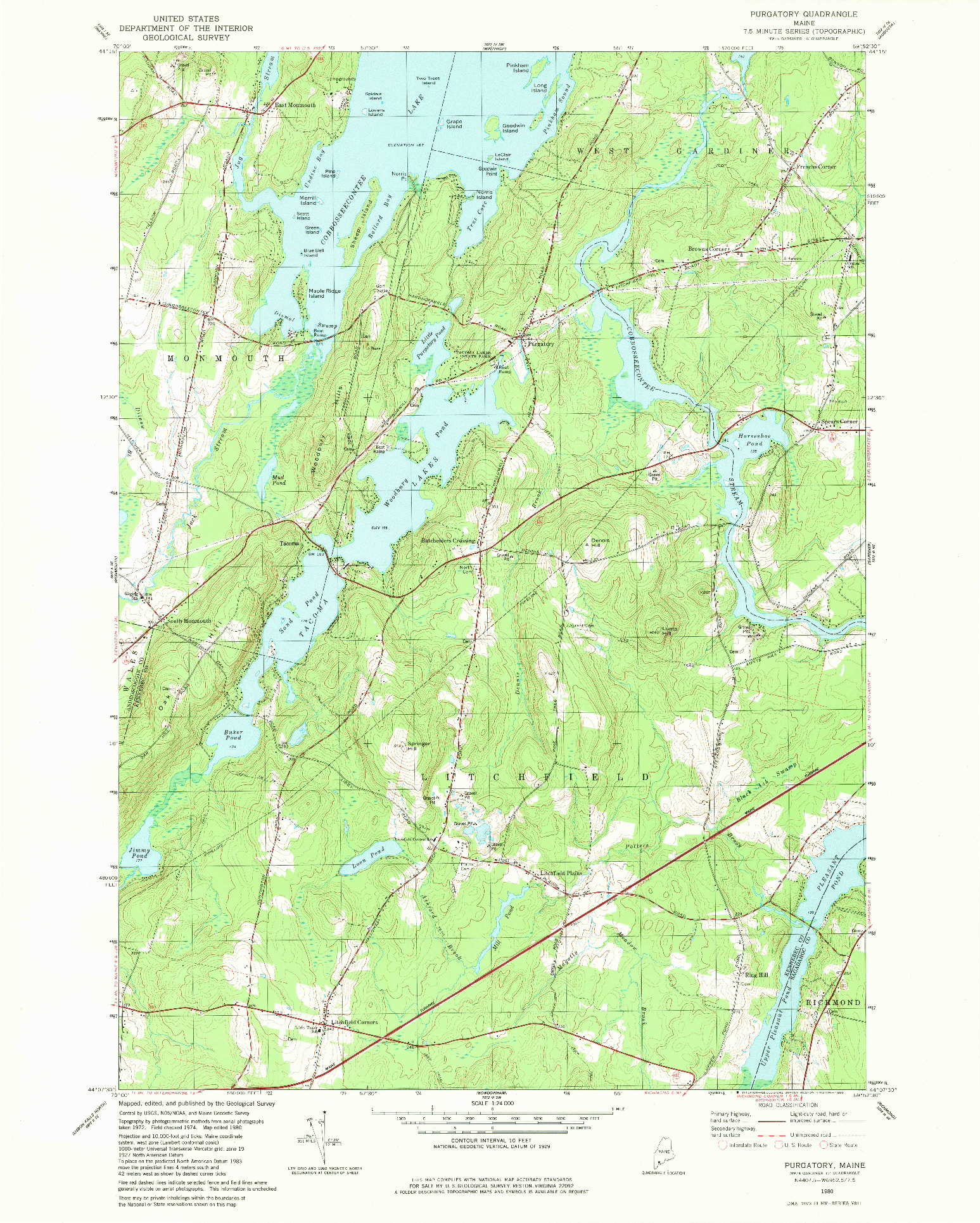 USGS 1:24000-SCALE QUADRANGLE FOR PURGATORY, ME 1980
