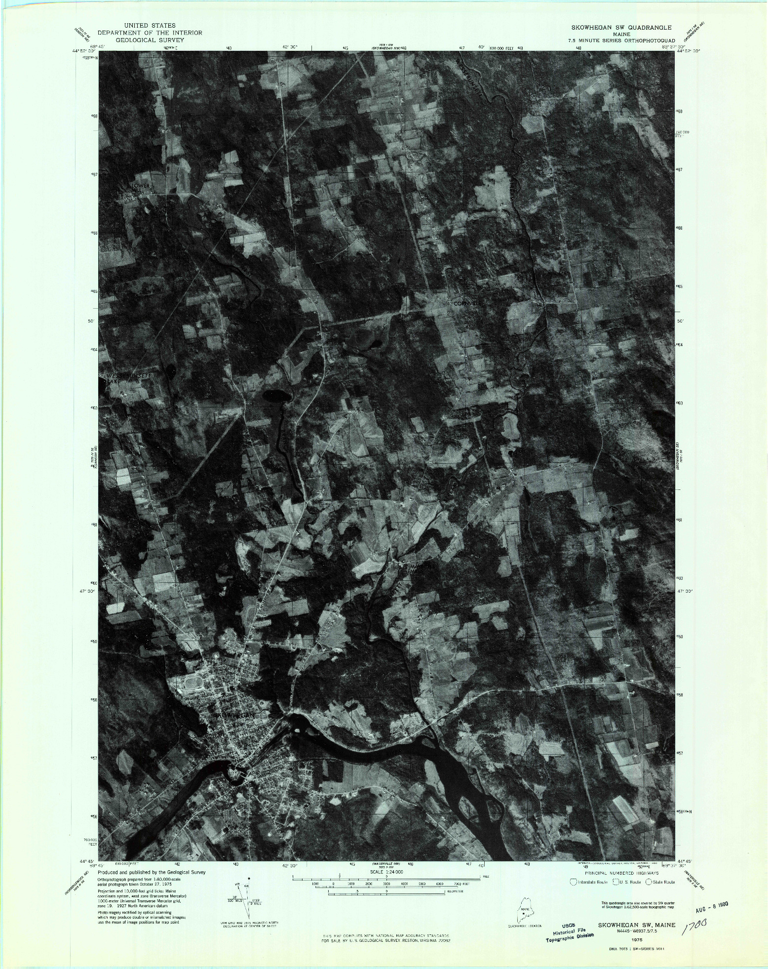 USGS 1:24000-SCALE QUADRANGLE FOR SKOWHEGAN SW, ME 1975