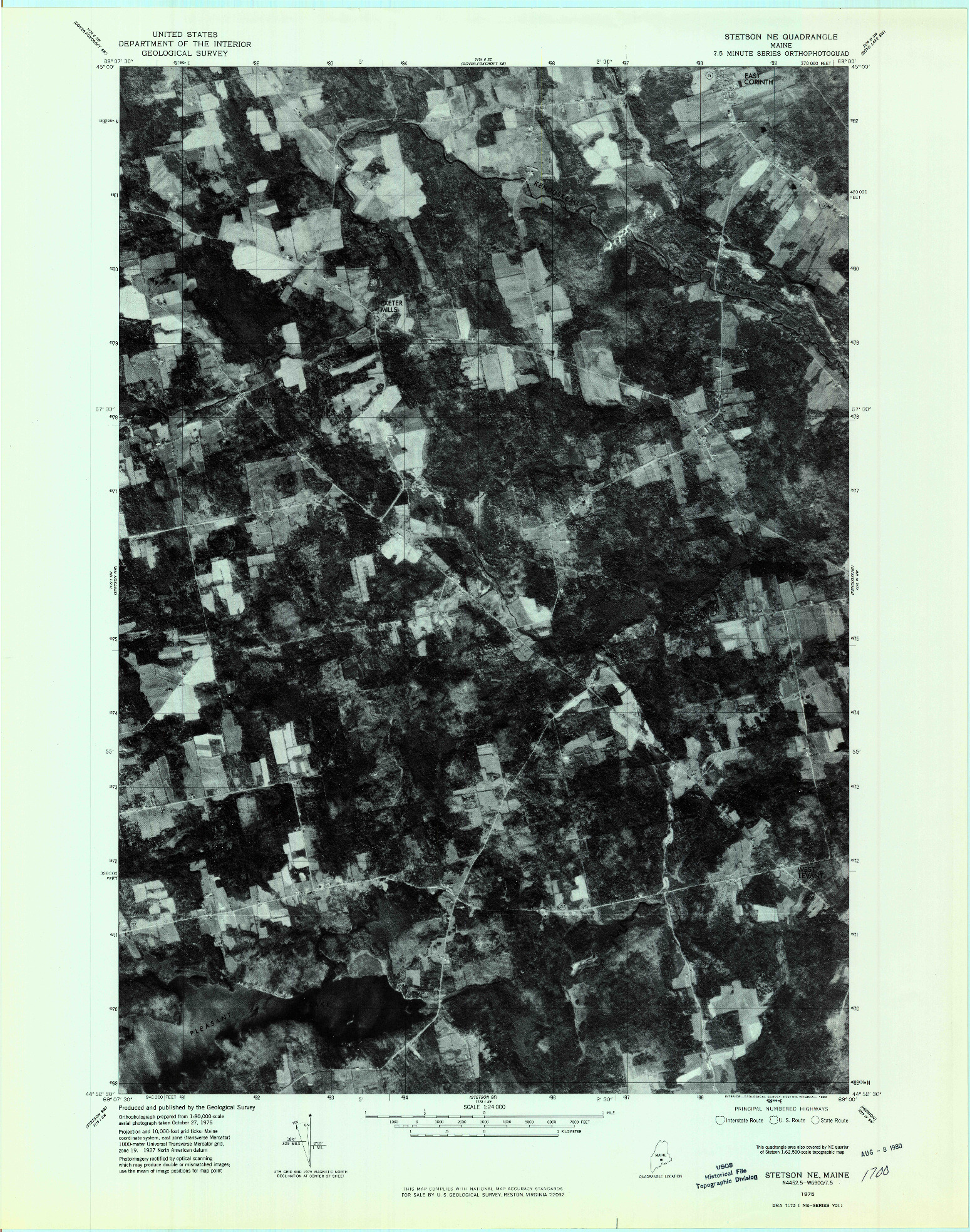 USGS 1:24000-SCALE QUADRANGLE FOR STETSON NE, ME 1975