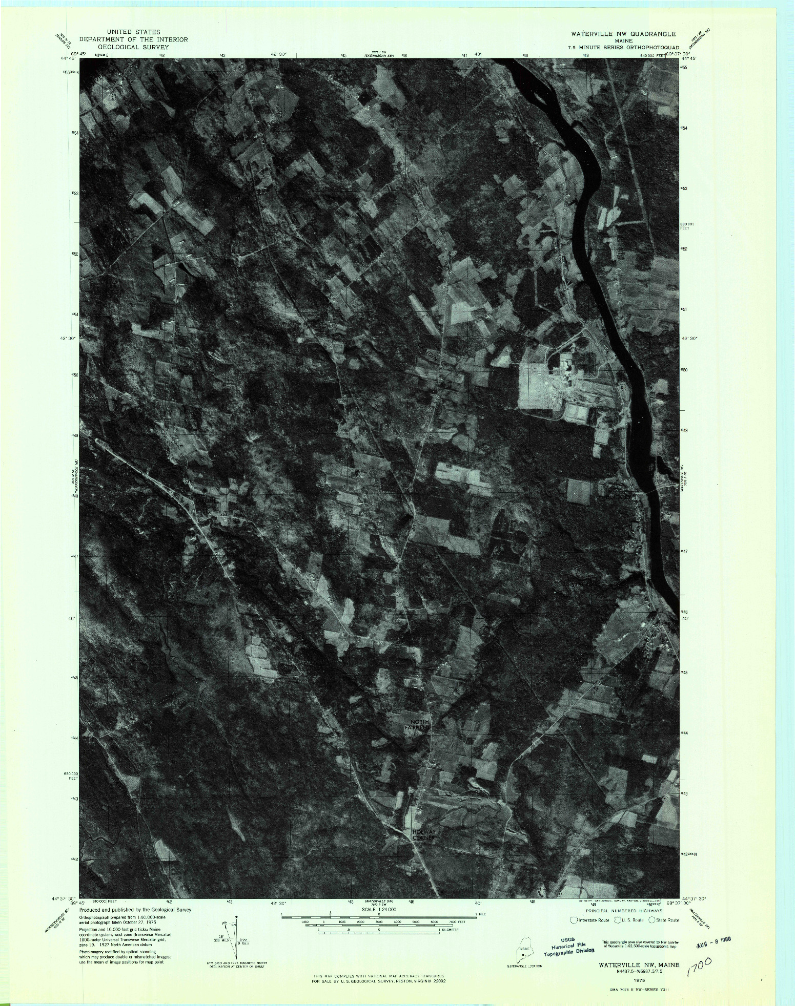 USGS 1:24000-SCALE QUADRANGLE FOR WATERVILLE NW, ME 1975
