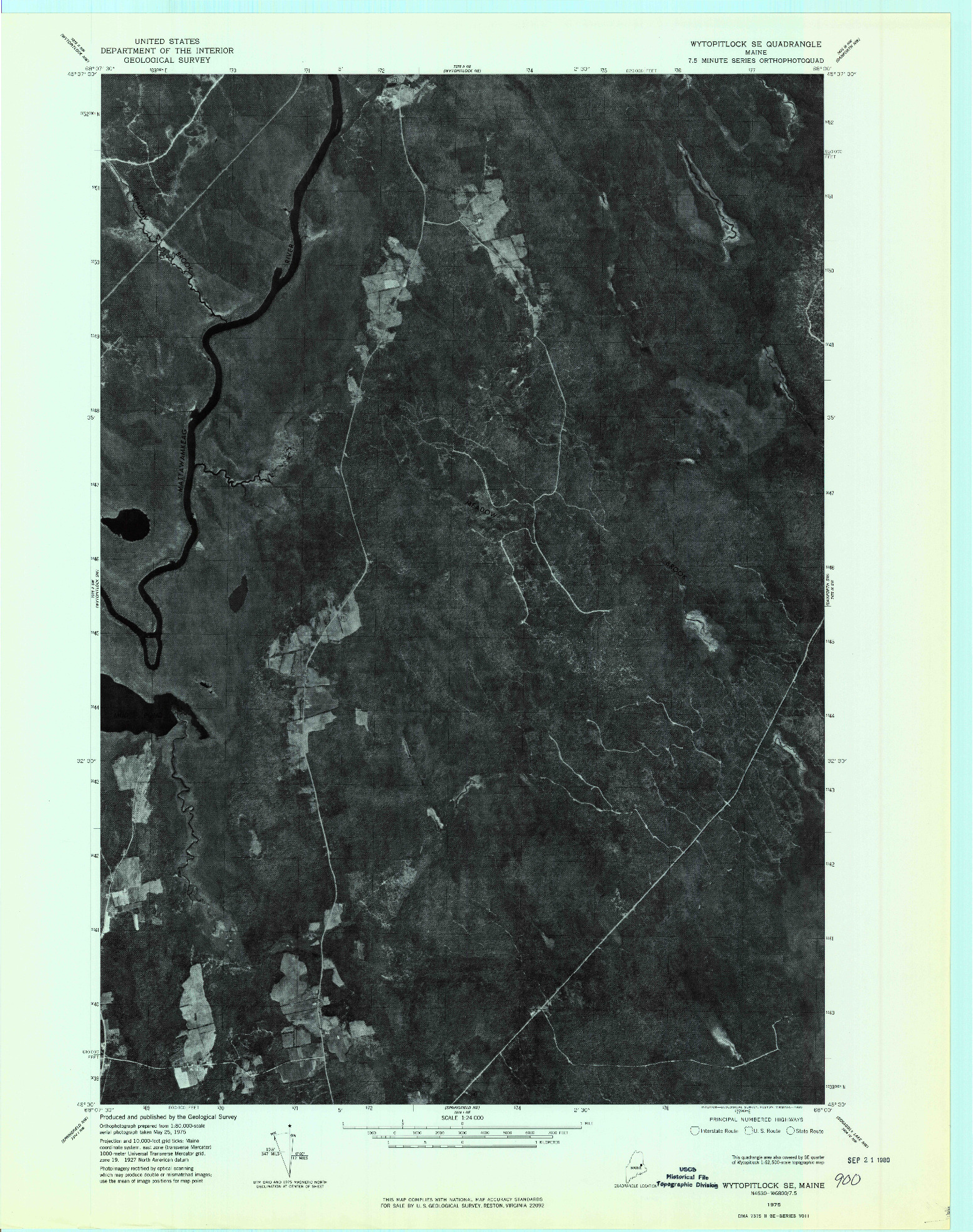USGS 1:24000-SCALE QUADRANGLE FOR WYTOPITLOCK SE, ME 1975