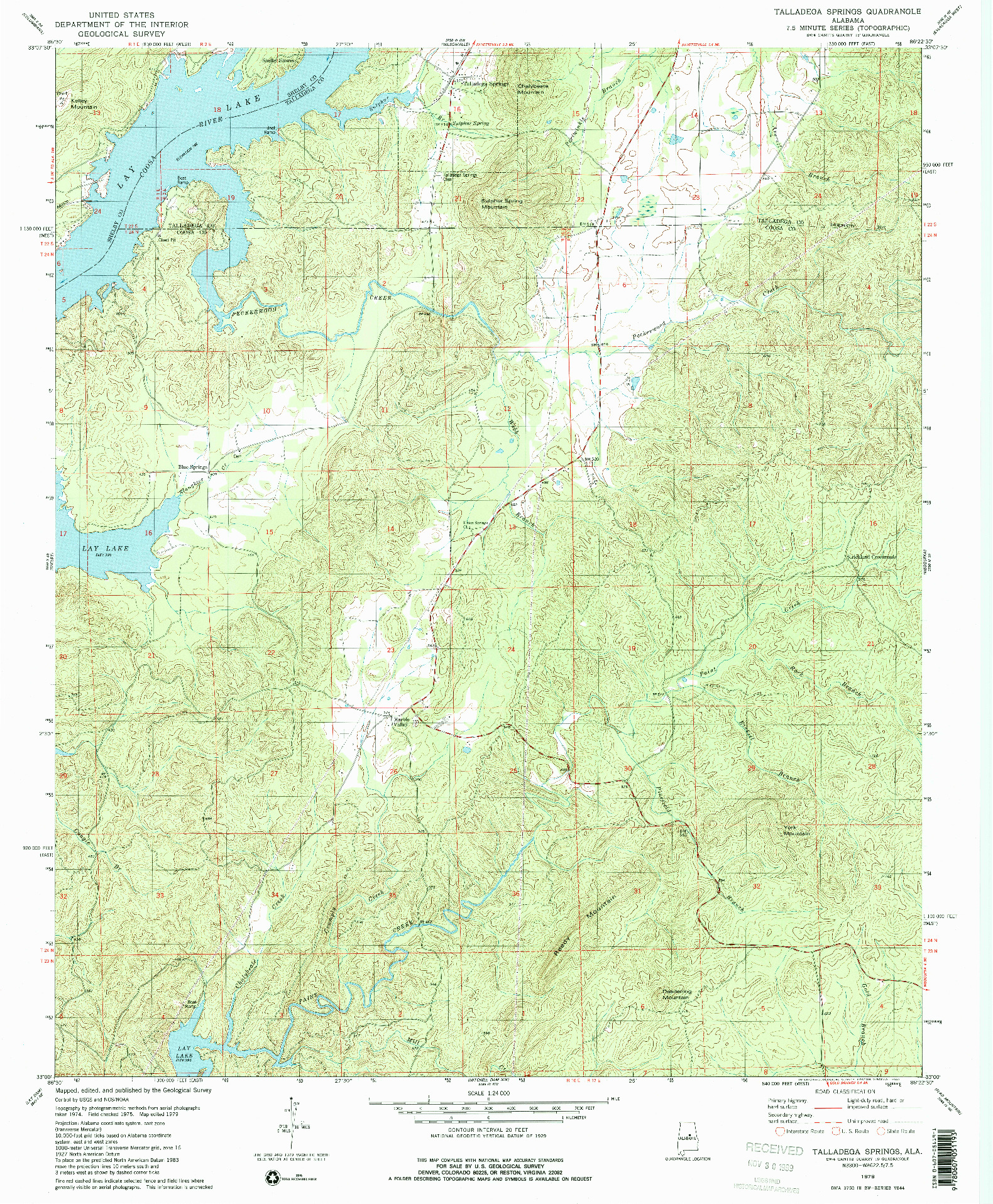 USGS 1:24000-SCALE QUADRANGLE FOR TALLADEGA SPRINGS, AL 1979