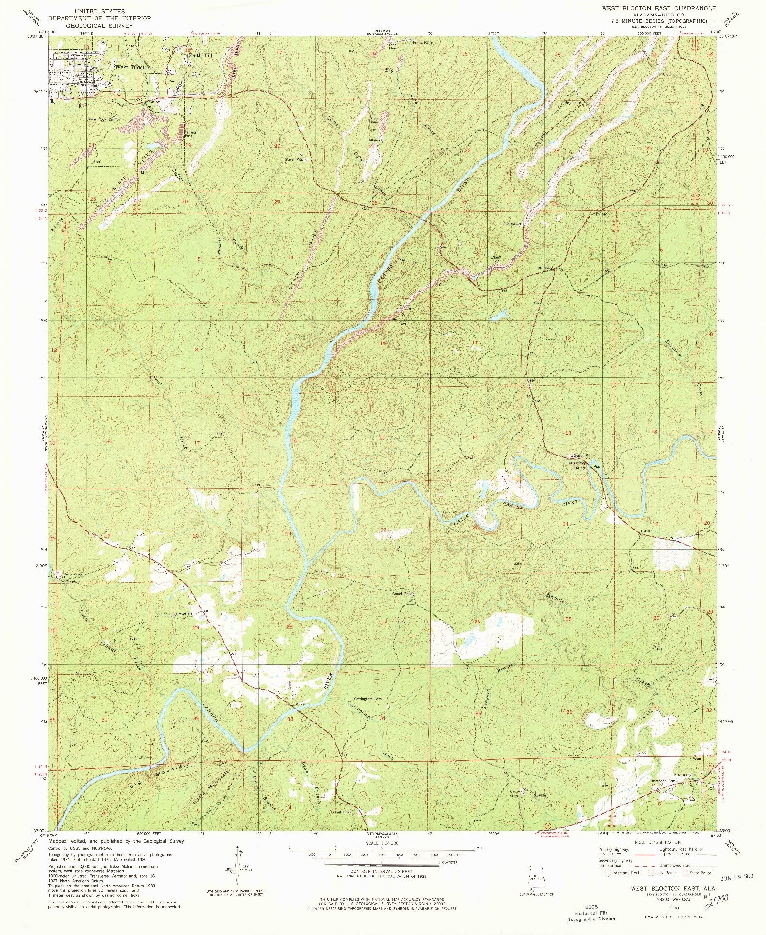 USGS 1:24000-SCALE QUADRANGLE FOR WEST BLOCTON EAST, AL 1980