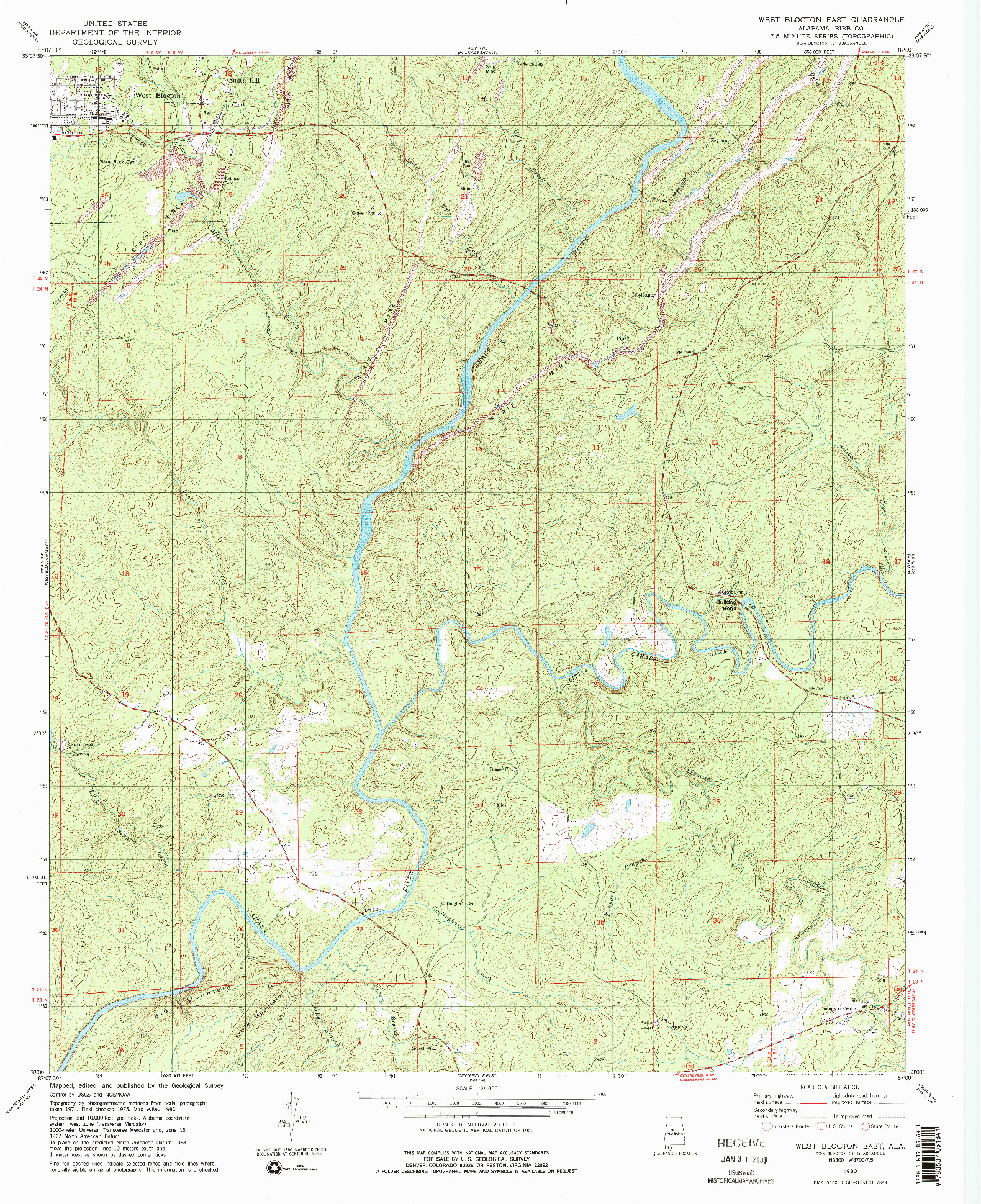 USGS 1:24000-SCALE QUADRANGLE FOR WEST BLOCTON EAST, AL 1980