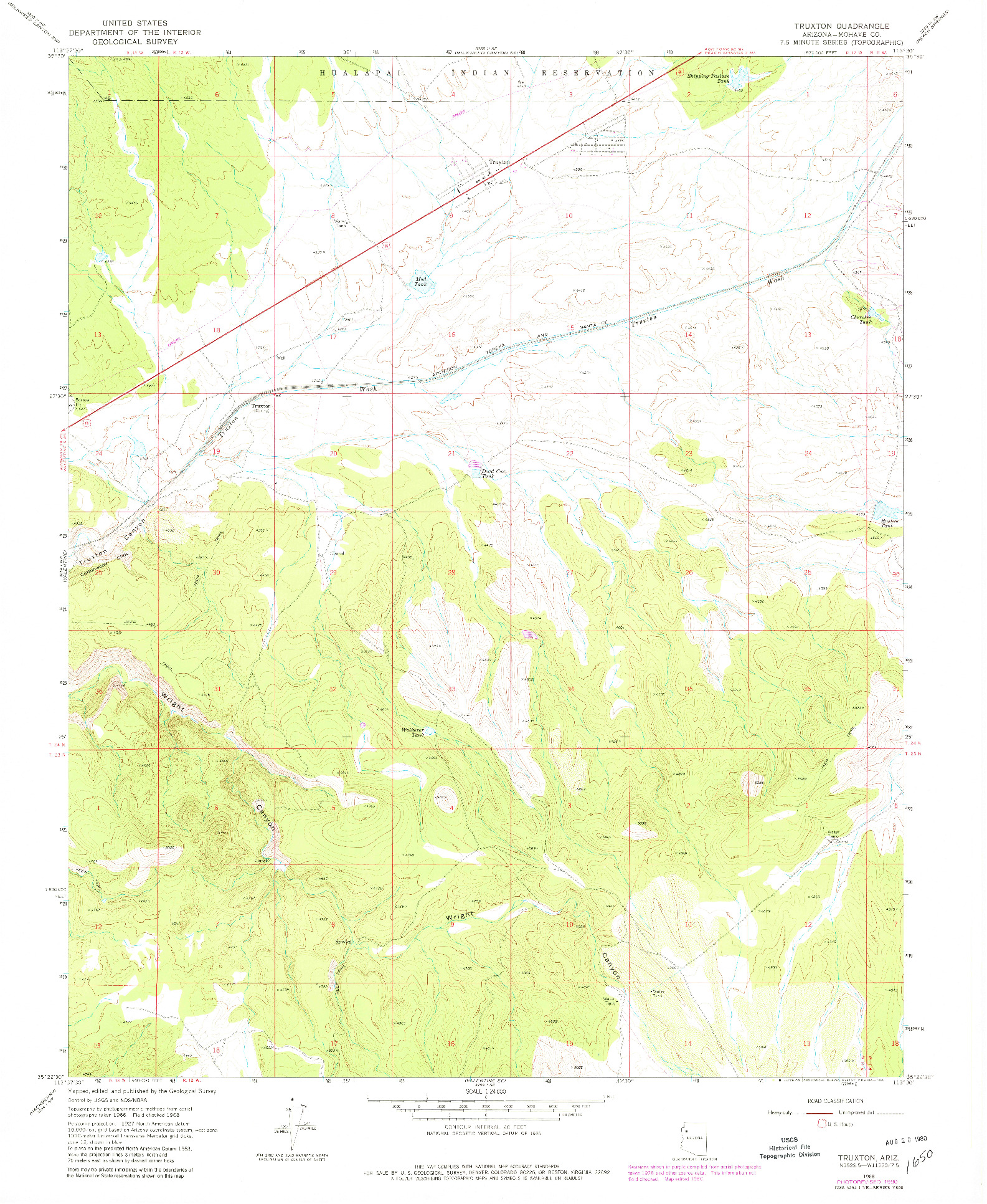 USGS 1:24000-SCALE QUADRANGLE FOR TRUXTON, AZ 1968