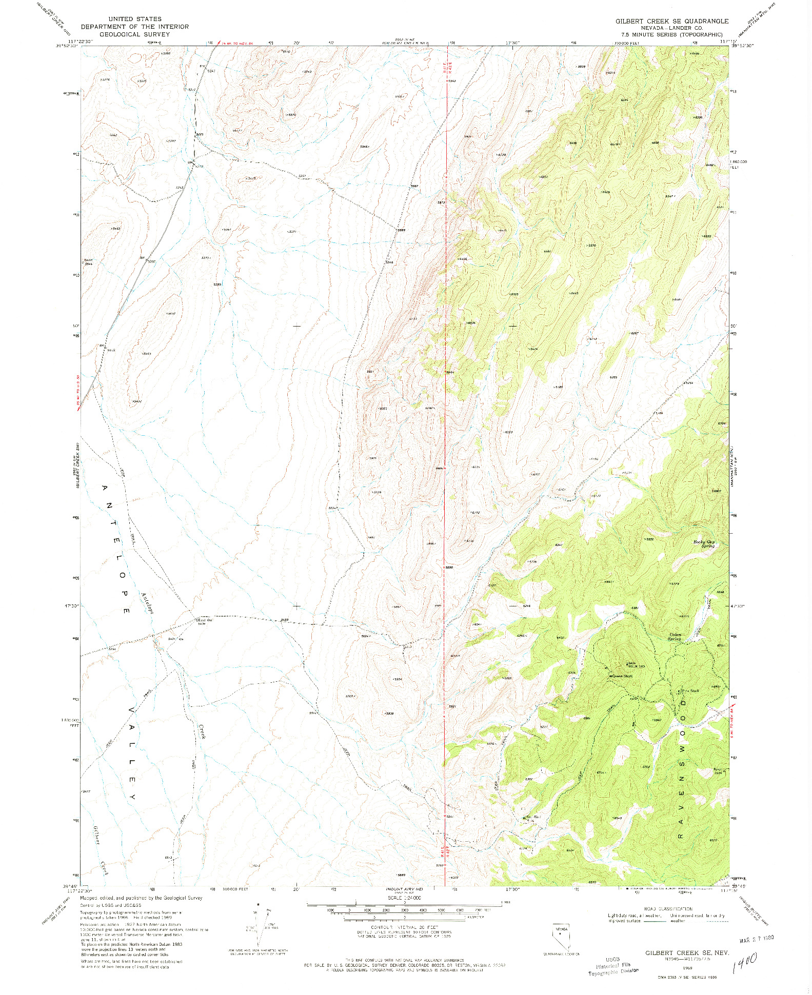 USGS 1:24000-SCALE QUADRANGLE FOR GILBERT CREEK SE, NV 1969