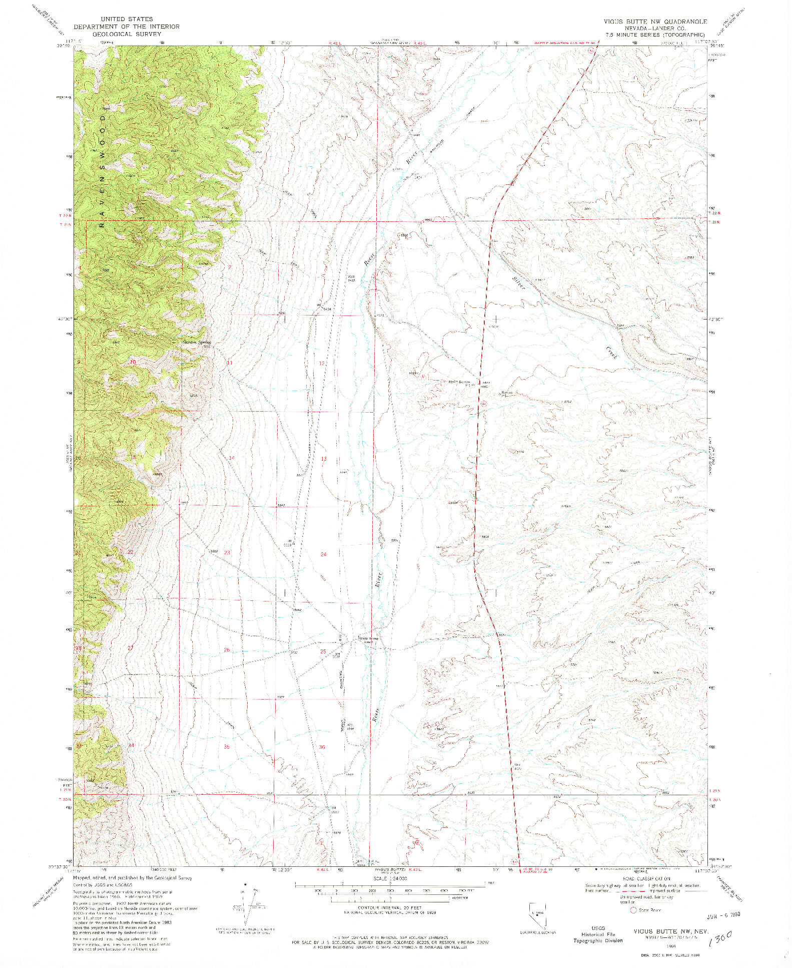 USGS 1:24000-SCALE QUADRANGLE FOR VIGUS BUTTE NW, NV 1969