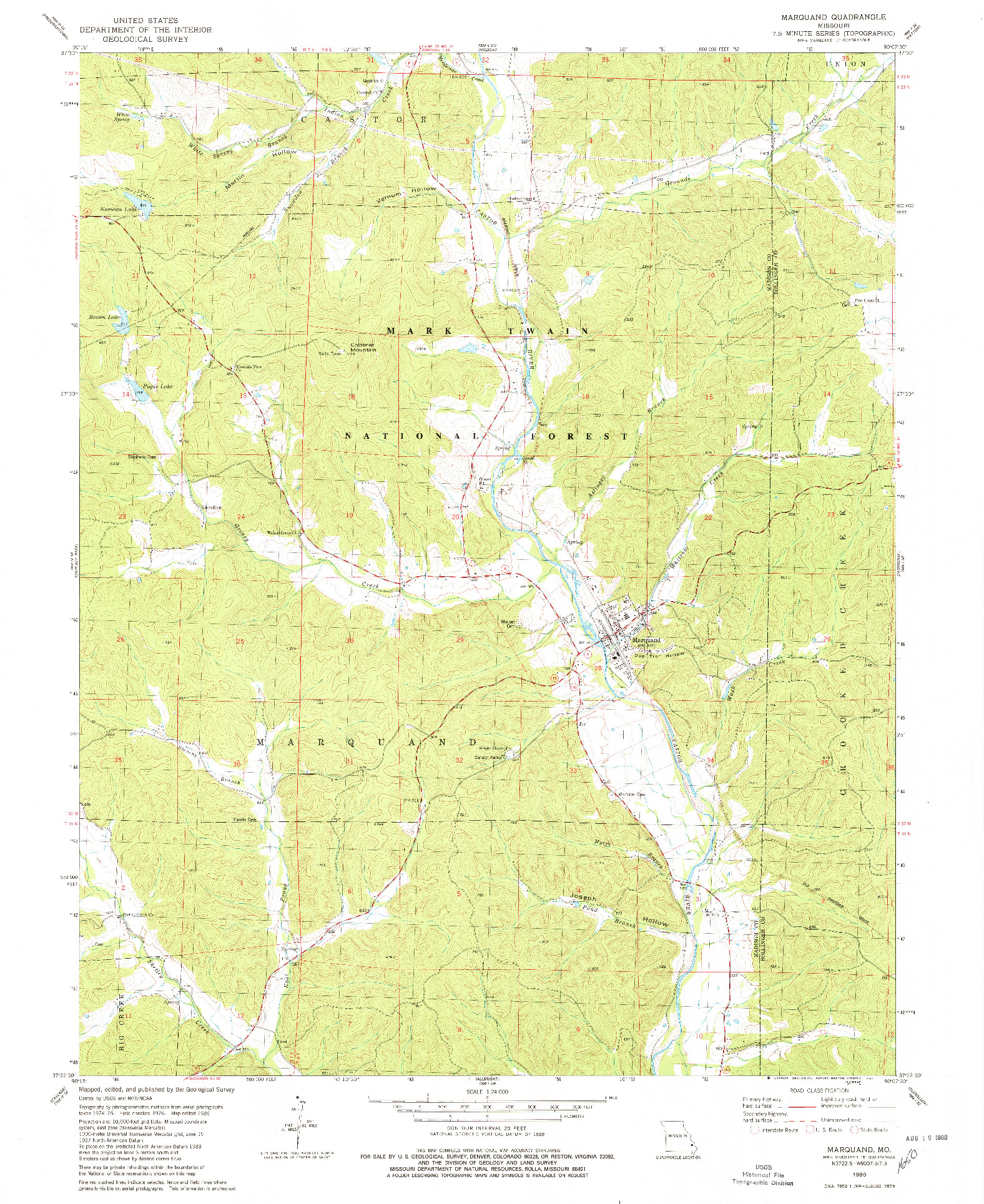 USGS 1:24000-SCALE QUADRANGLE FOR MARQUAND, MO 1980