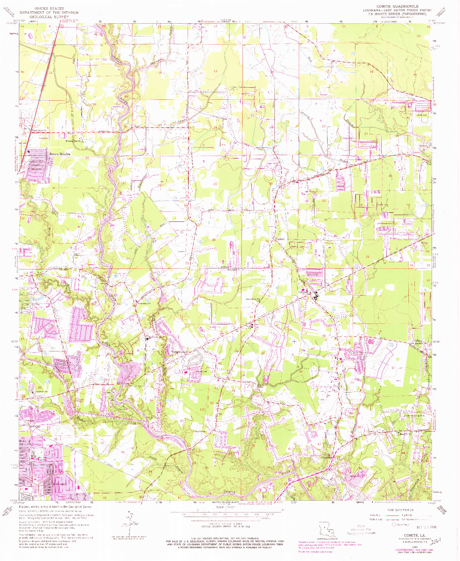 USGS 1:24000-SCALE QUADRANGLE FOR COMITE, LA 1962