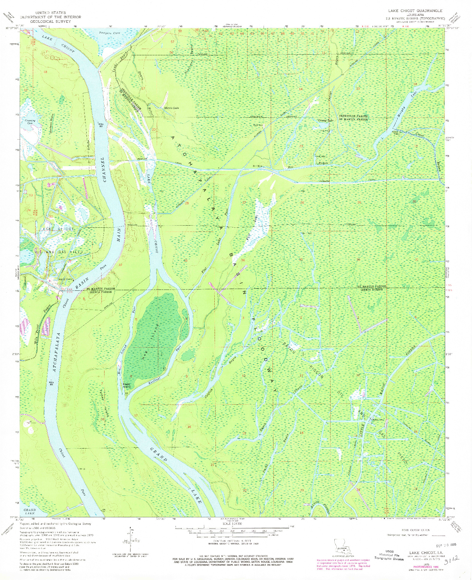 USGS 1:24000-SCALE QUADRANGLE FOR LAKE CHICOT, LA 1970