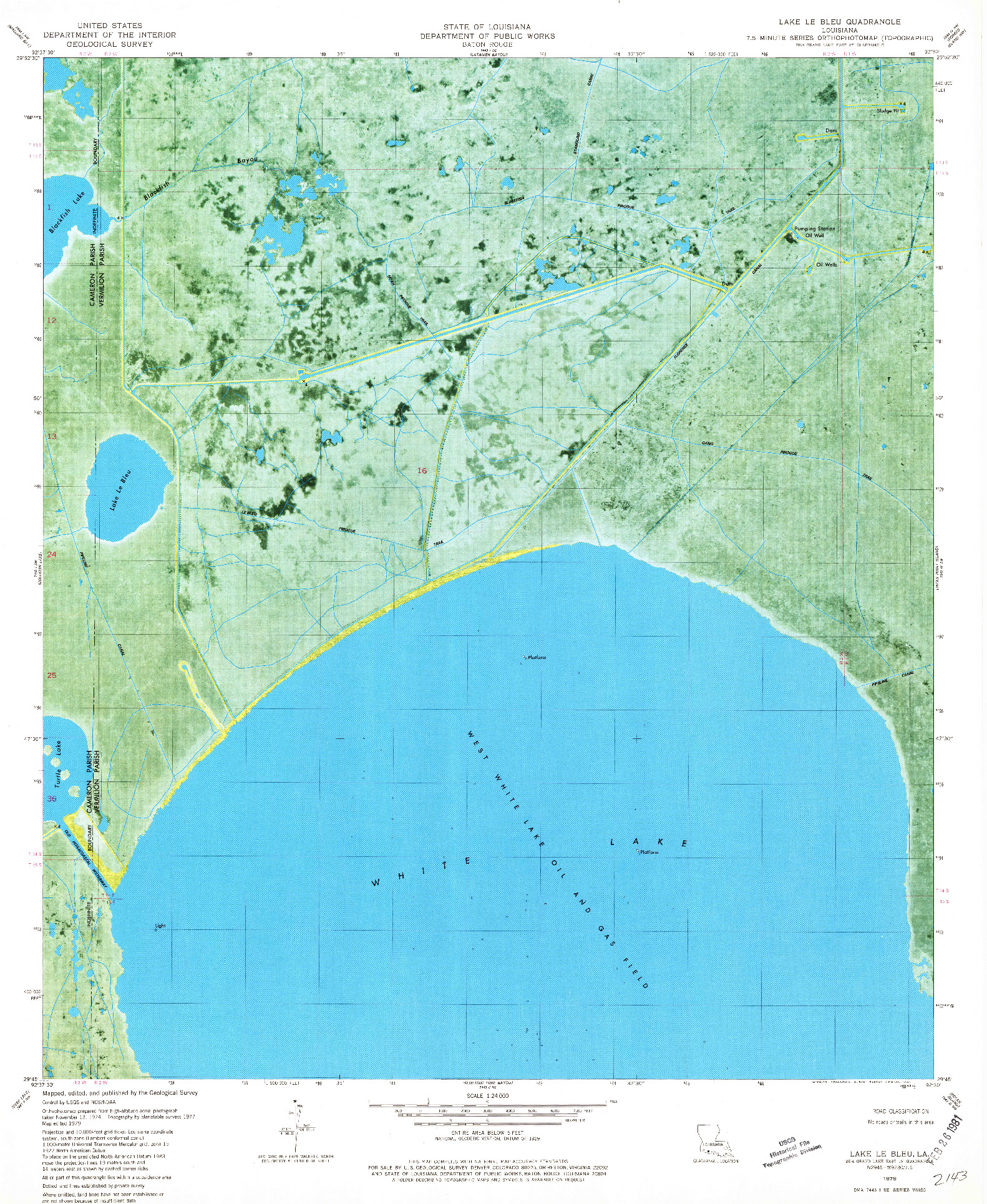 USGS 1:24000-SCALE QUADRANGLE FOR LAKE LE BLEU, LA 1979