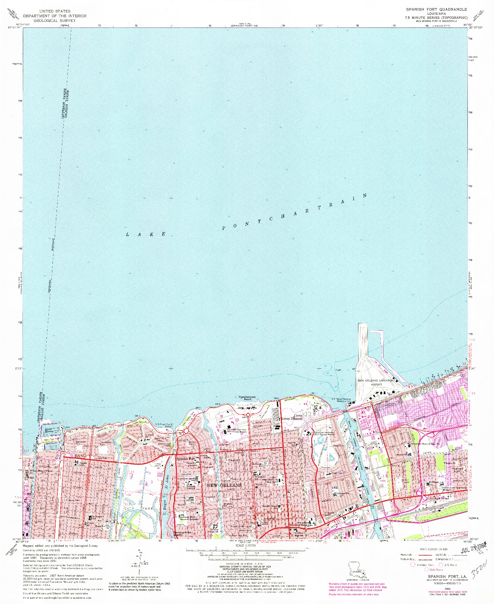 USGS 1:24000-SCALE QUADRANGLE FOR SPANISH FORT, LA 1965