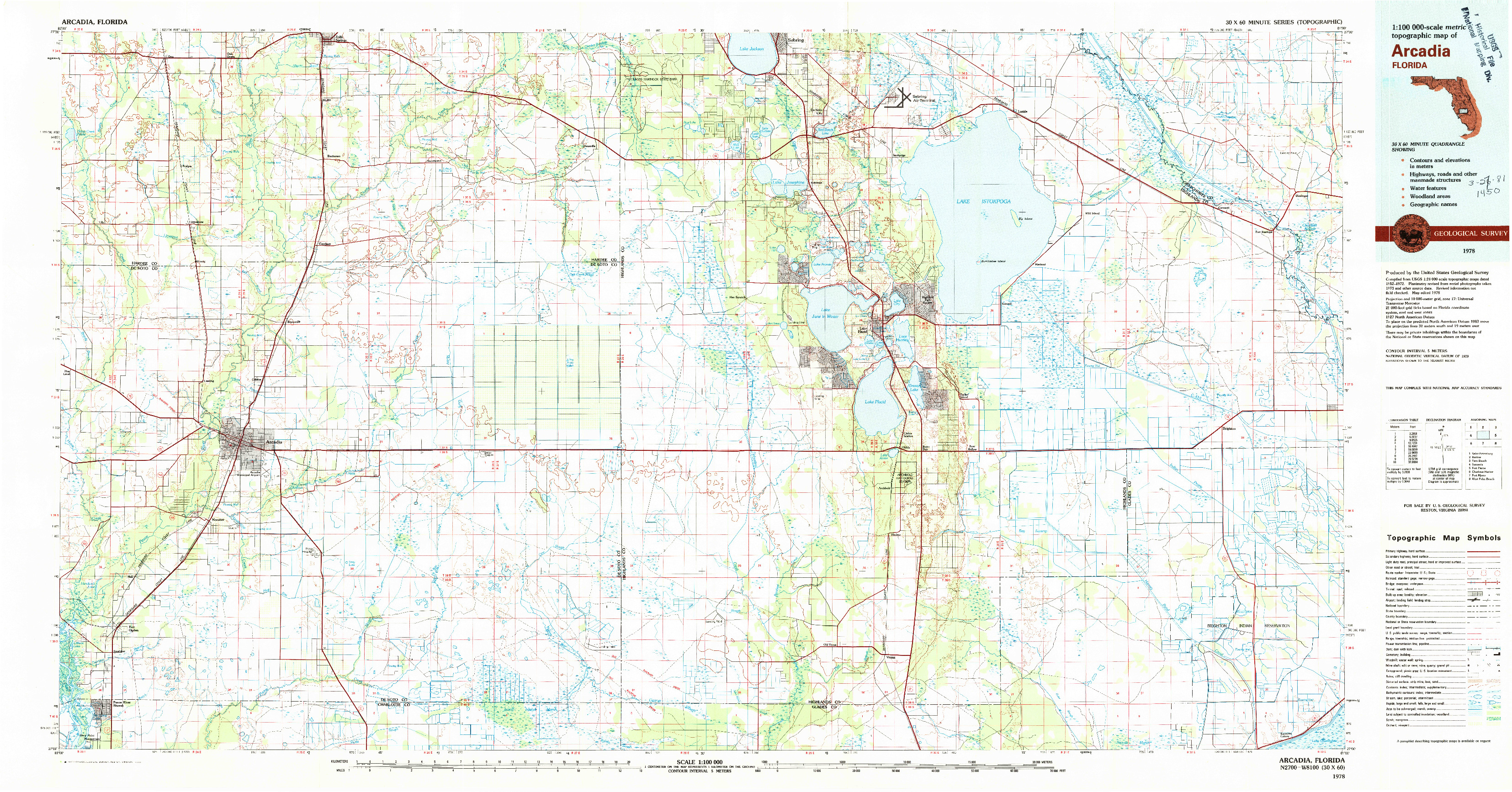 USGS 1:100000-SCALE QUADRANGLE FOR ARCADIA, FL 1978