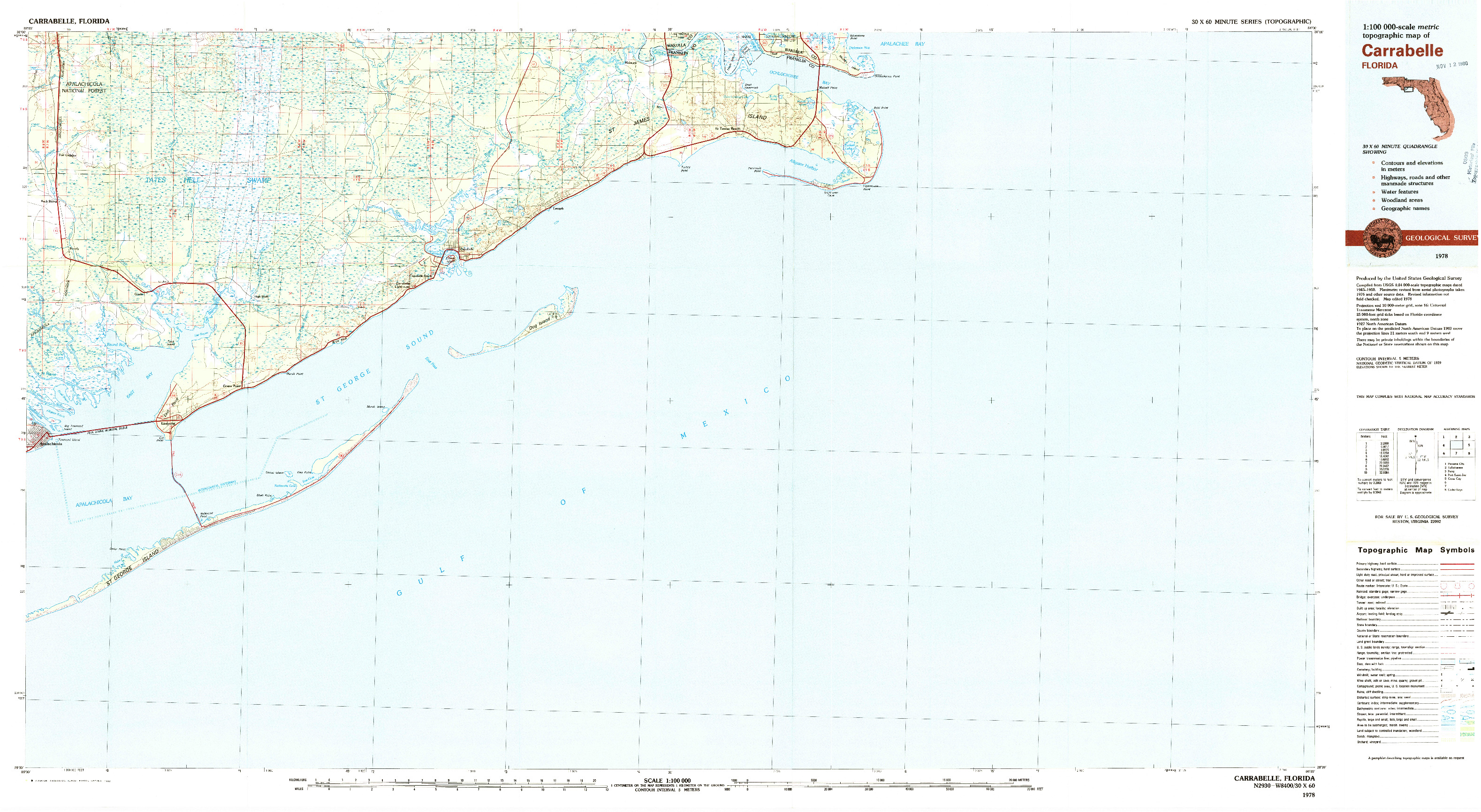 USGS 1:100000-SCALE QUADRANGLE FOR CARRABELLE, FL 1978